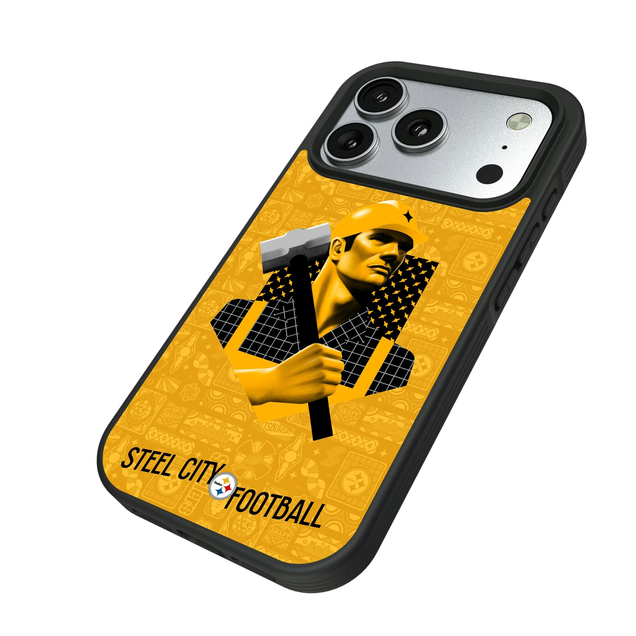 Pittsburgh Steelers Deco iPhone Bump Phone Case for Apple iPhone - Isometric View#Device_iPhone 17 Pro