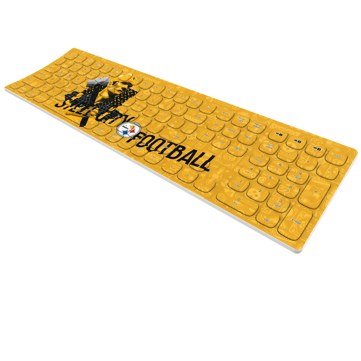 Pittsburgh Steelers Deco KKB605 Curved Wireless Keyboard - Isometric View