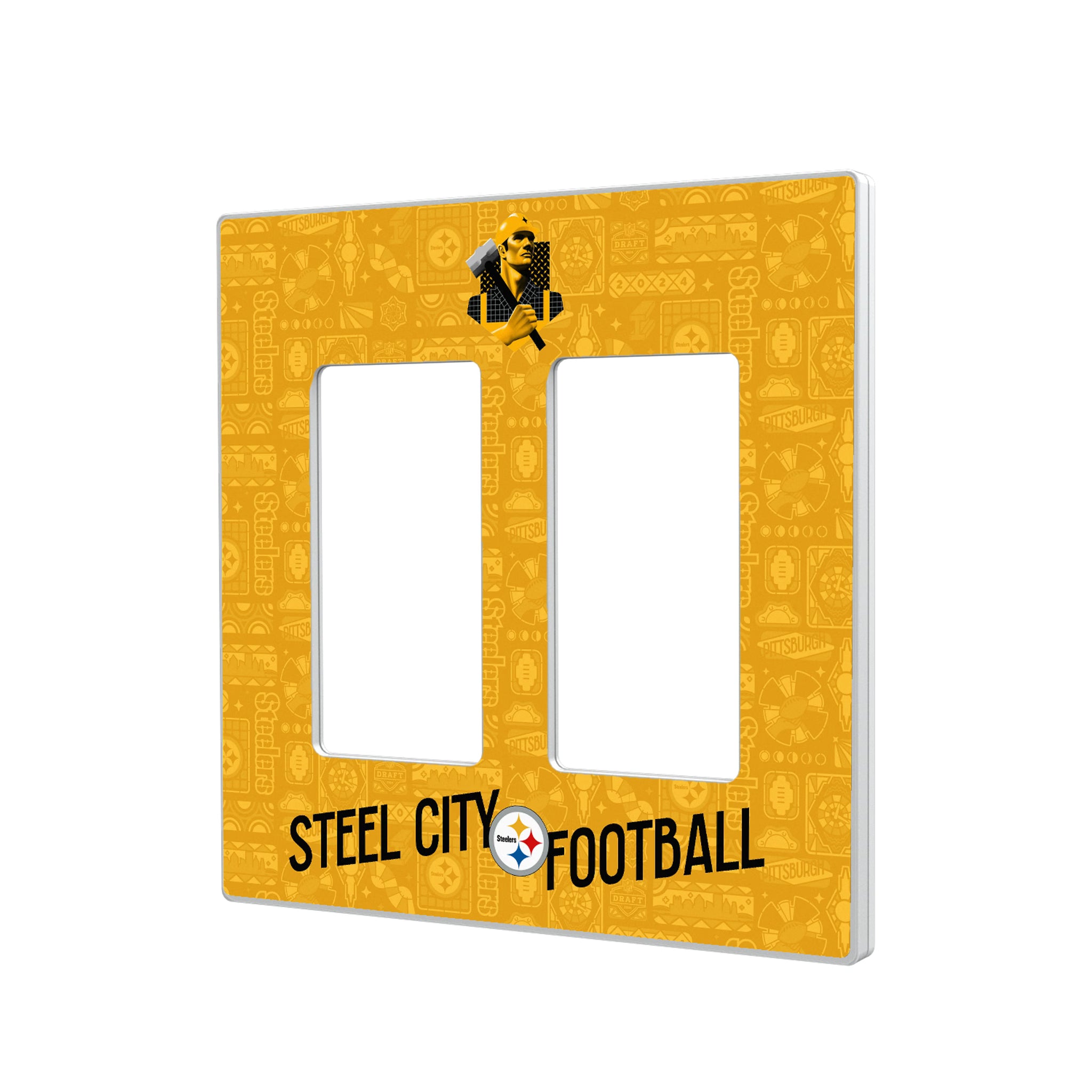 Pittsburgh Steelers Deco Hidden-Screw Light Switch Plate#Style_Double Rocker