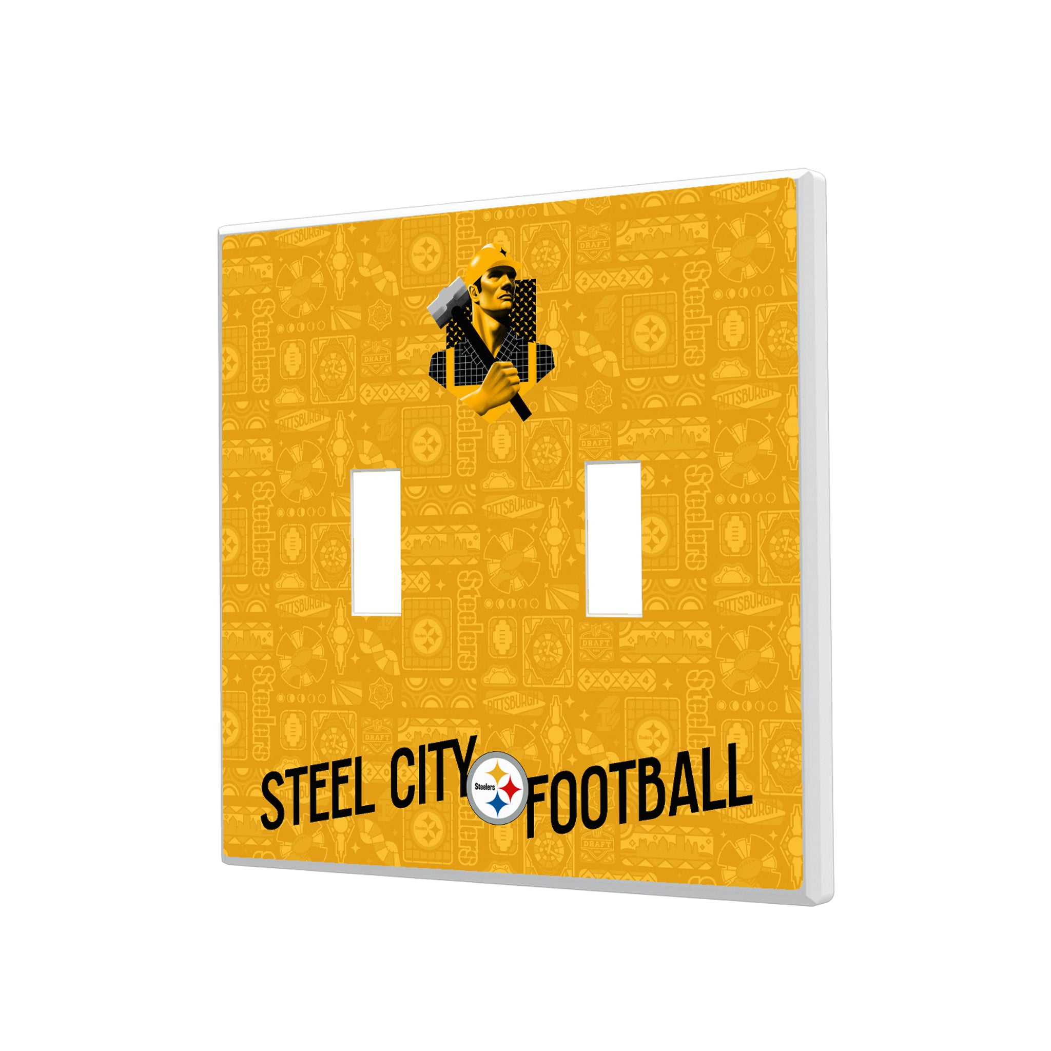 Pittsburgh Steelers Deco Hidden-Screw Light Switch Plate#Style_Double Toggle