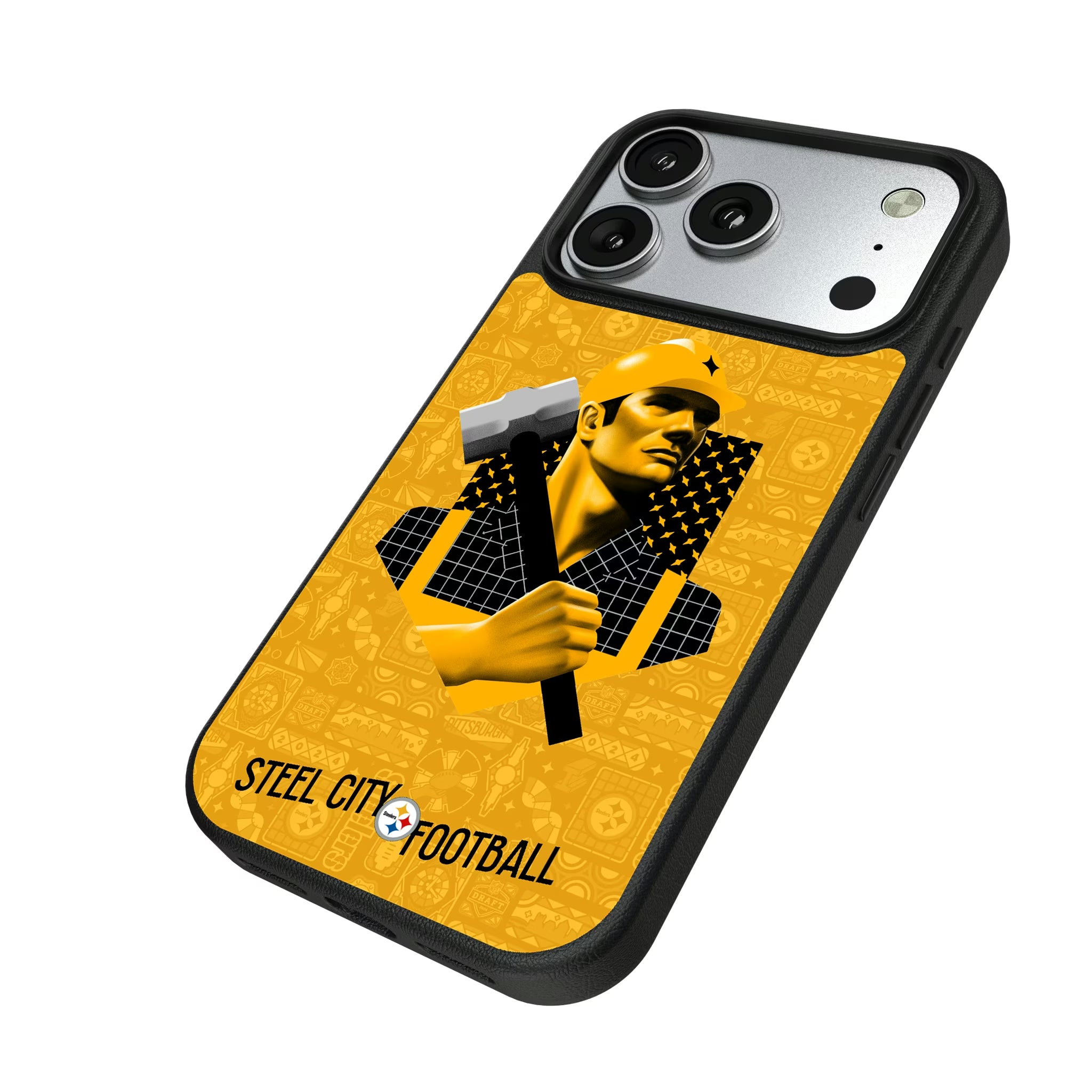 Pittsburgh Steelers Deco iPhone MagSafe Compatible Phone Case for Apple iPhone - Isometric View#Device_iPhone 17 Pro