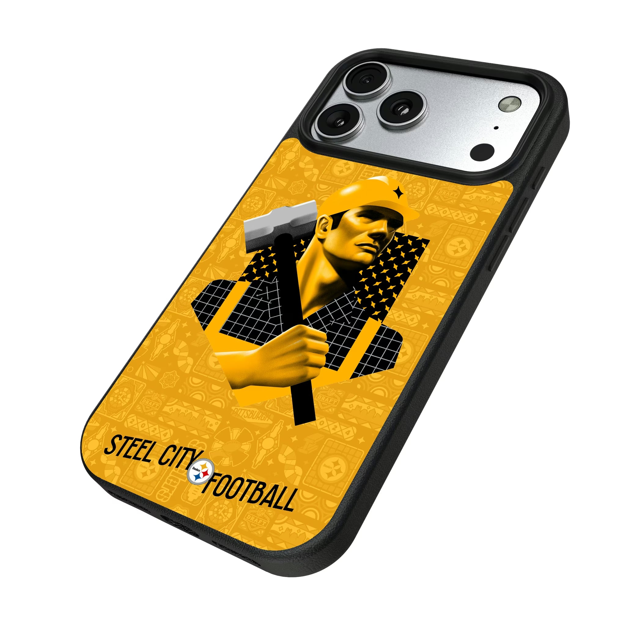 Pittsburgh Steelers Deco iPhone MagSafe Compatible Phone Case for Apple iPhone - Isometric View#Device_iPhone 17 Pro Max