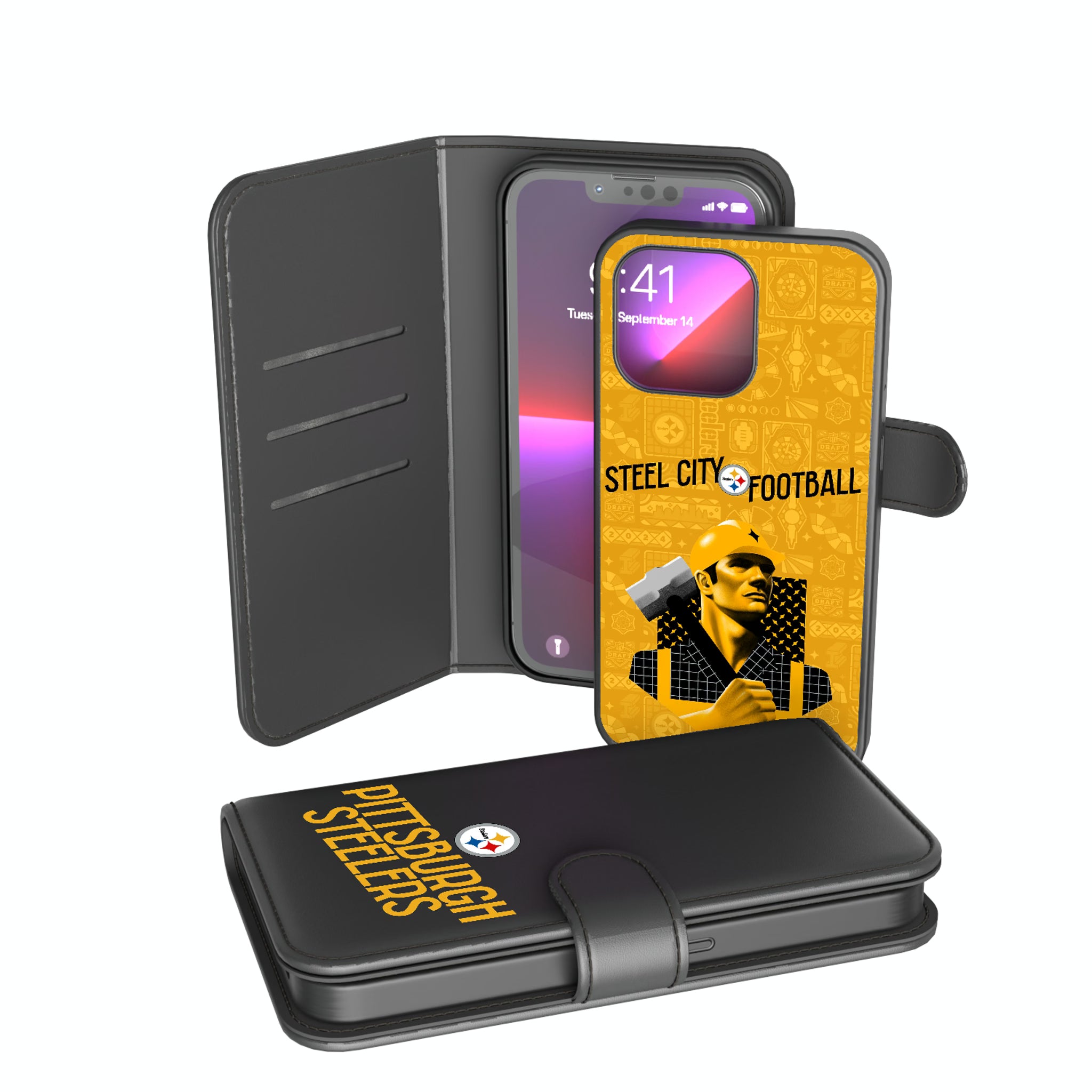 Pittsburgh Steelers Deco iPhone Wallet Phone Case for Apple iPhone