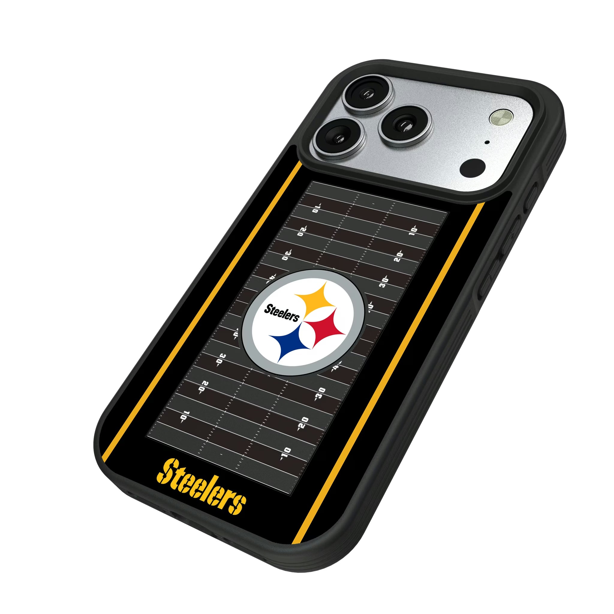 Pittsburgh Steelers Field iPhone Bump Phone Case for Apple iPhone - Isometric View#Device_iPhone 17 Pro