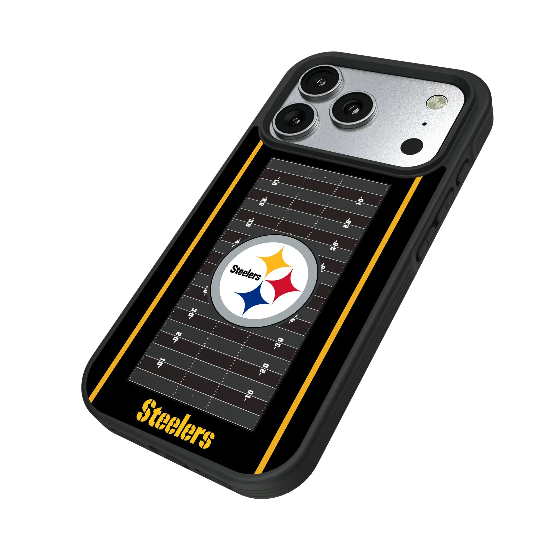 Pittsburgh Steelers Field iPhone Bump Phone Case for Apple iPhone - Isometric View#Device_iPhone 17 Pro