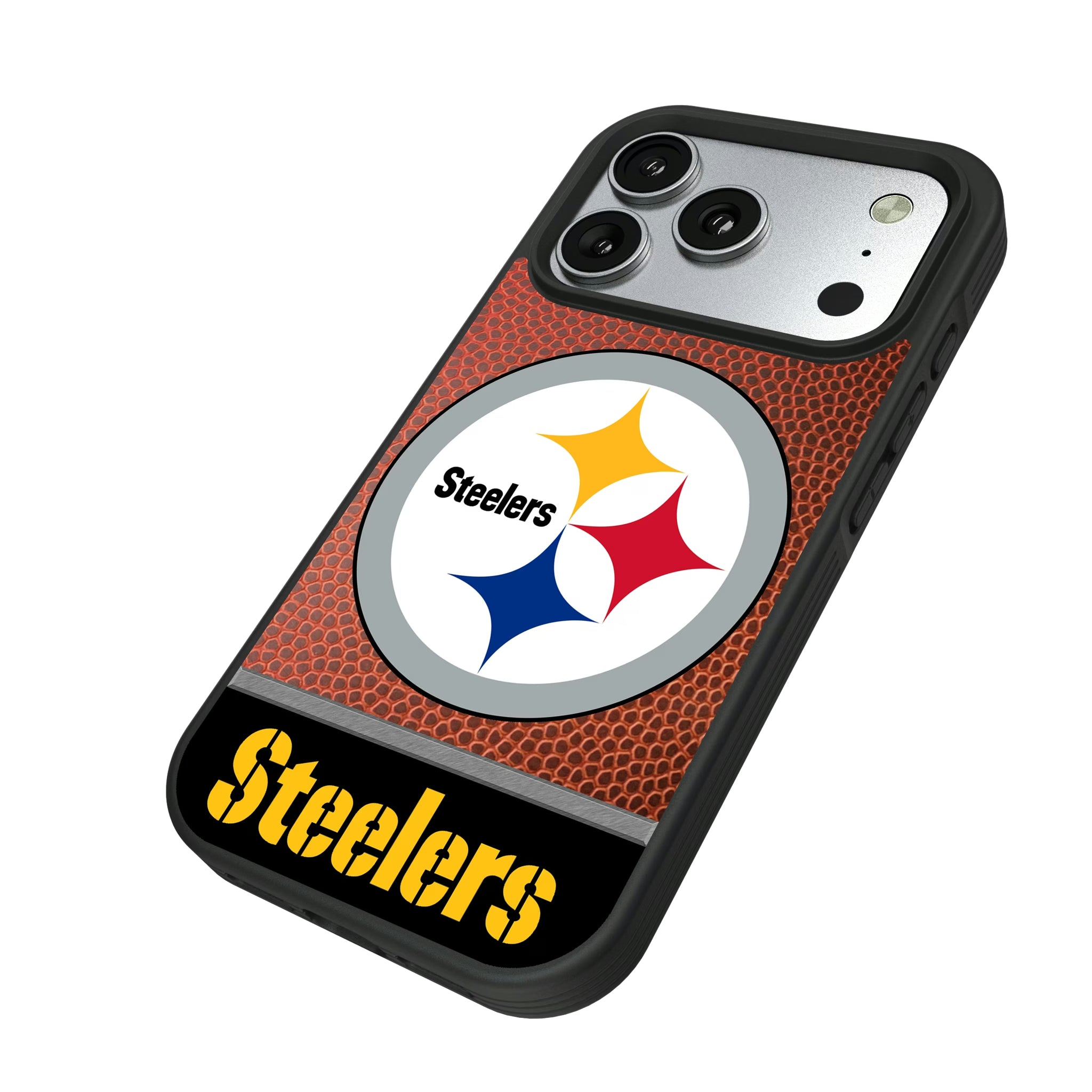 Pittsburgh Steelers Football Wordmark iPhone Bump Phone Case for Apple iPhone - Isometric View#Device_iPhone 17 Pro