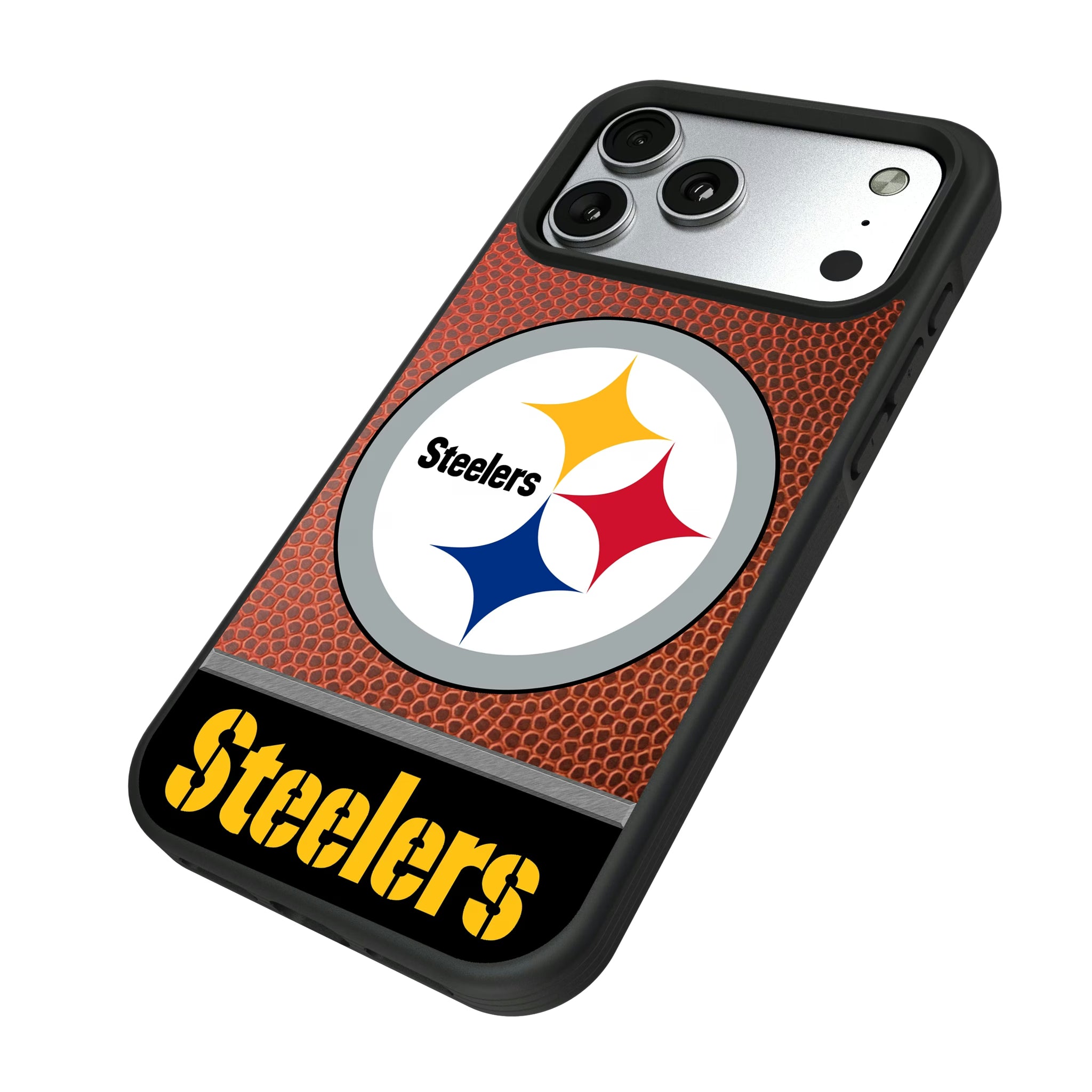 Pittsburgh Steelers Football Wordmark iPhone Bump Phone Case for Apple iPhone - Isometric View#Device_iPhone 17 Pro Max