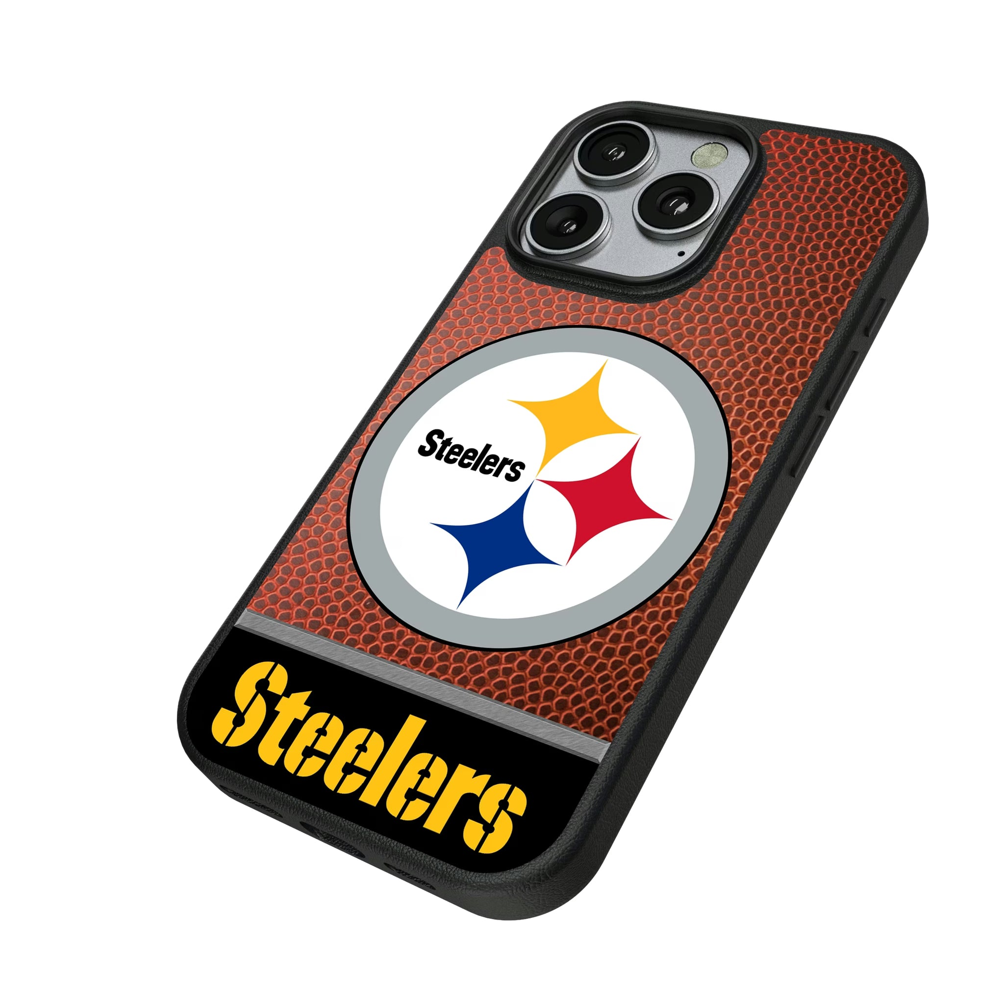 Pittsburgh Steelers Football Wordmark iPhone MagSafe Compatible Phone Case for Apple iPhone - Isometric View
