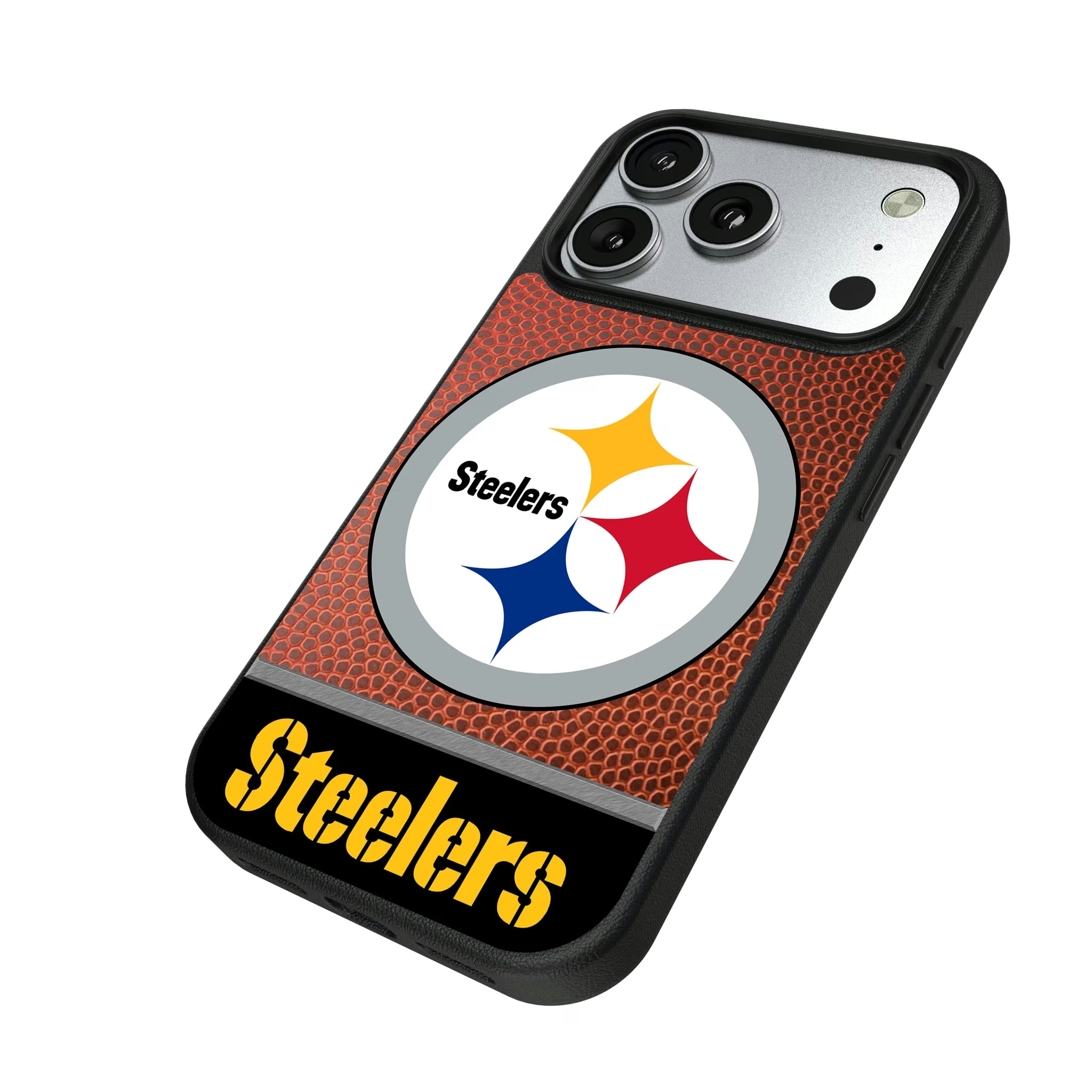 Pittsburgh Steelers Football Wordmark iPhone MagSafe Compatible Phone Case for Apple iPhone - Isometric View#Device_iPhone 17 Pro