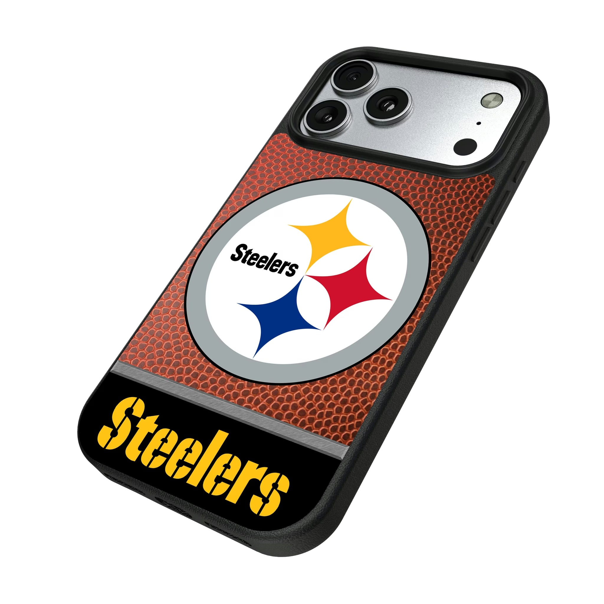 Pittsburgh Steelers Football Wordmark iPhone MagSafe Compatible Phone Case for Apple iPhone - Isometric View#Device_iPhone 17 Pro Max