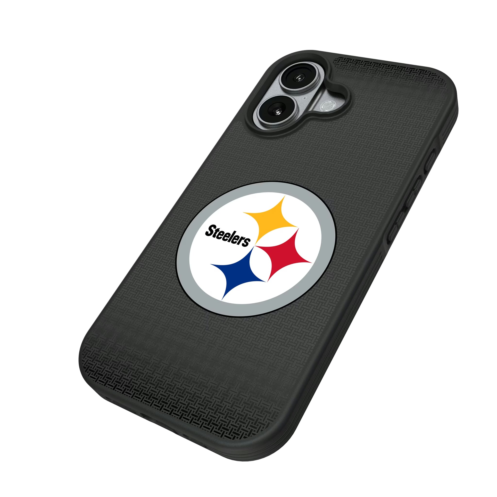 Pittsburgh Steelers Linen iPhone Bump Phone Case for Apple iPhone - Isometric View#Device_iPhone 17
