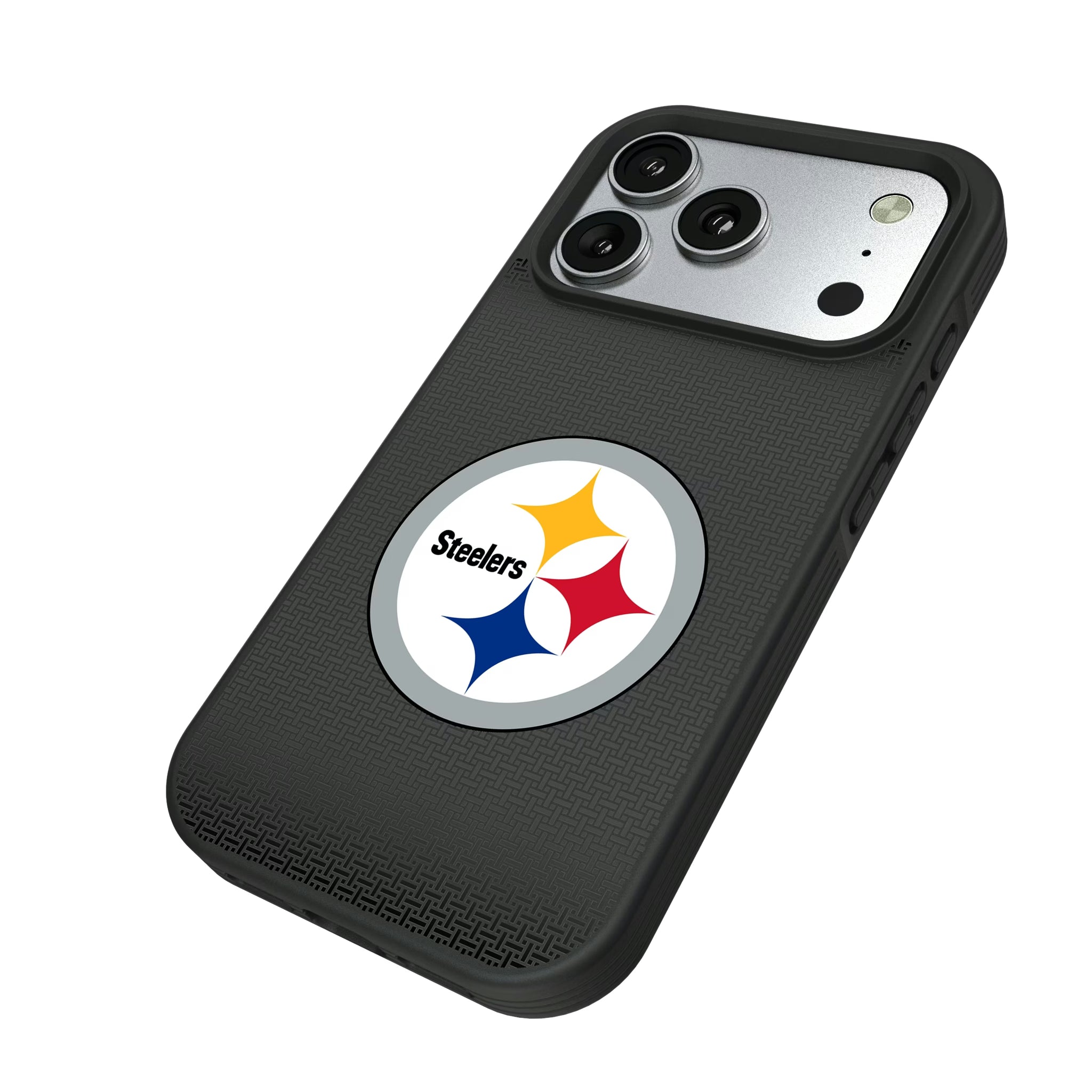 Pittsburgh Steelers Linen iPhone Bump Phone Case for Apple iPhone - Isometric View#Device_iPhone 17 Pro