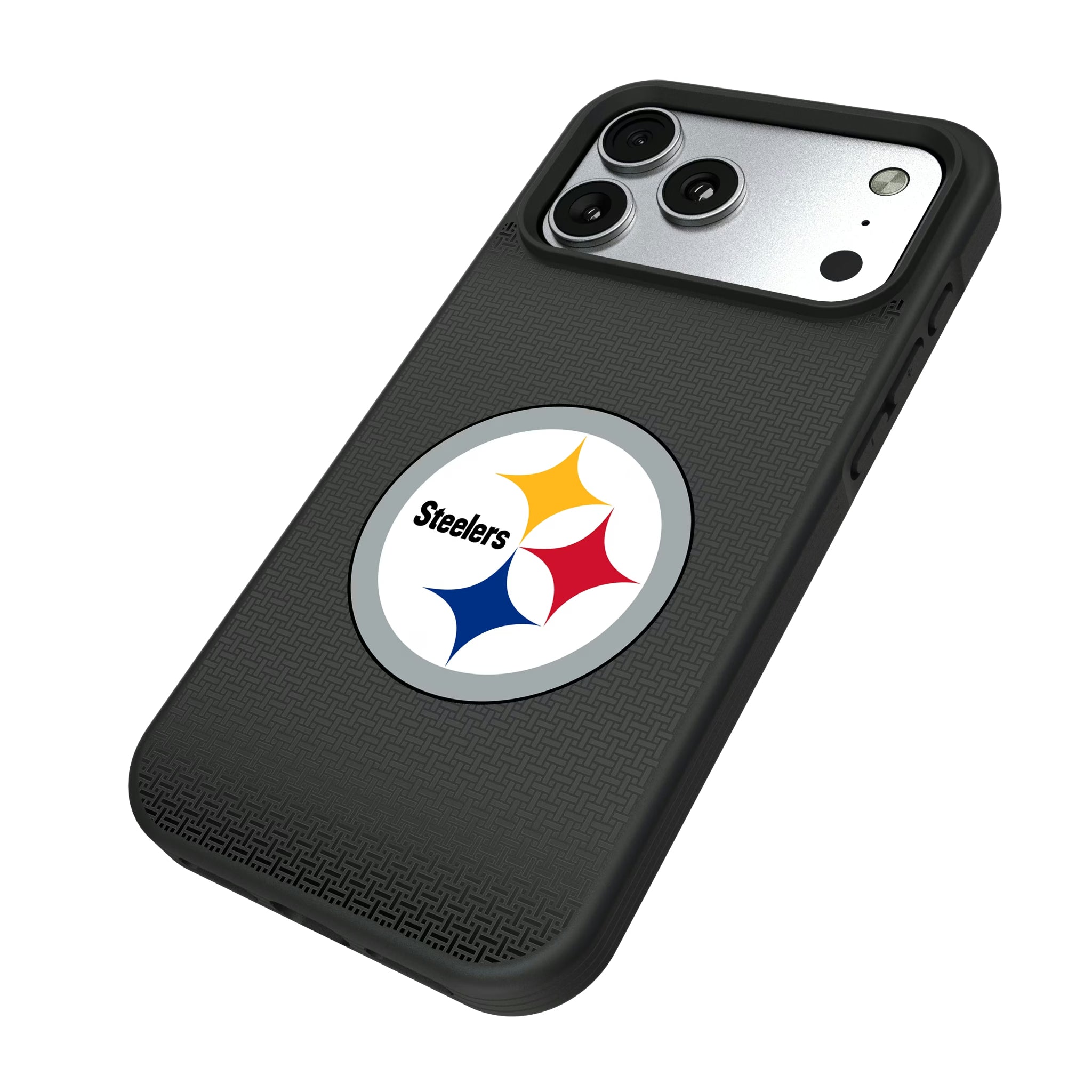 Pittsburgh Steelers Linen iPhone Bump Phone Case for Apple iPhone - Isometric View#Device_iPhone 17 Pro Max