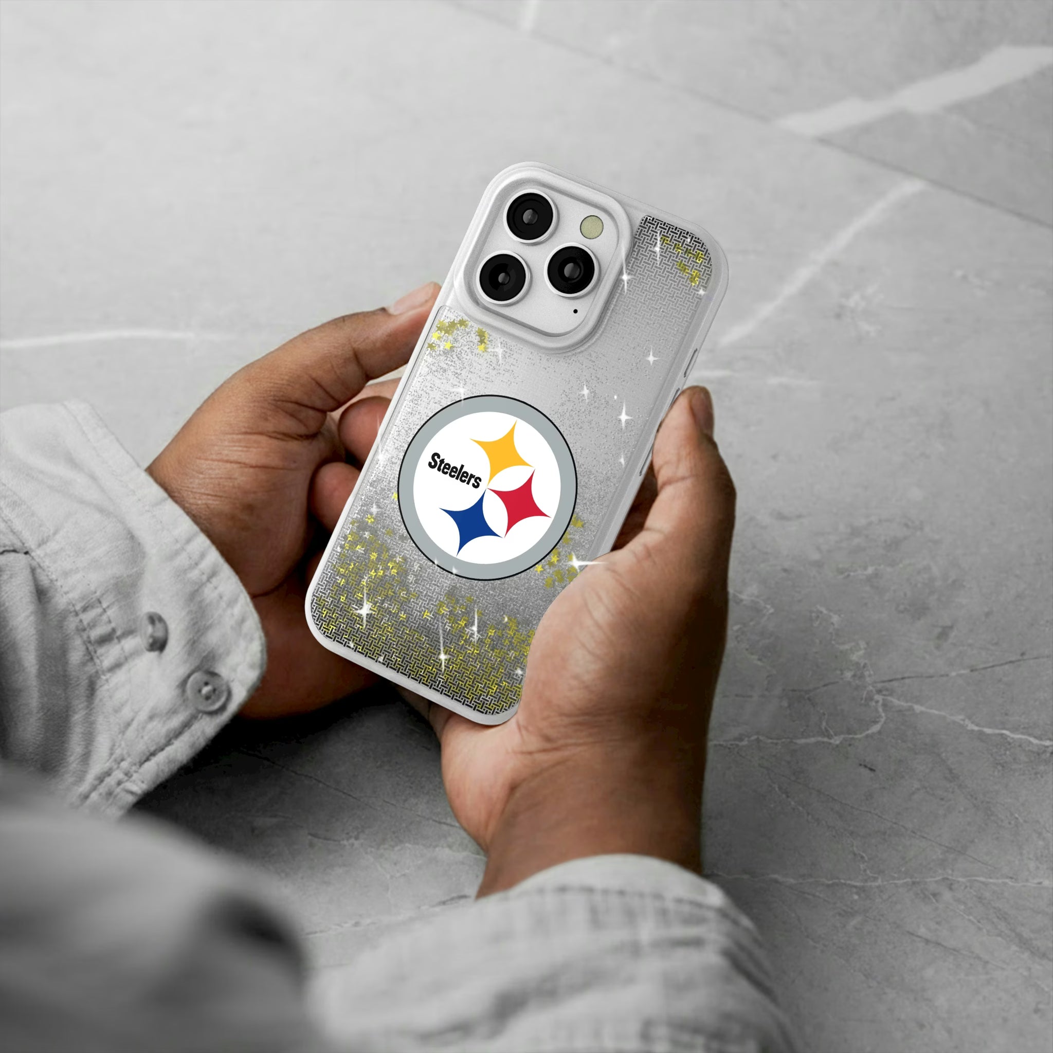 Pittsburgh Steelers Linen iPhone Glitter Phone Case for Apple iPhone - Lifestyle#Device_iPhone 16 Pro