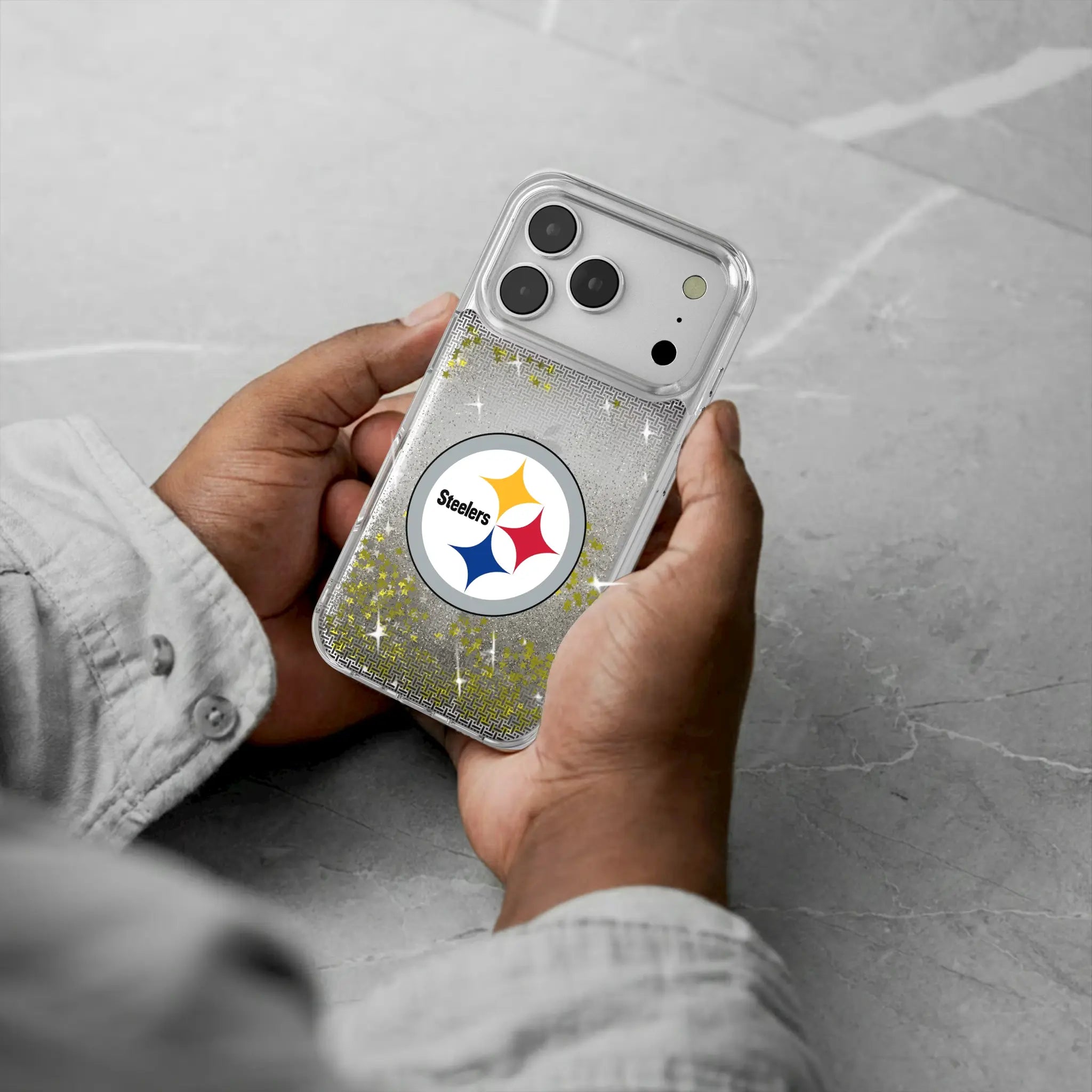 Pittsburgh Steelers Linen iPhone Glitter Phone Case for Apple iPhone - Lifestyle