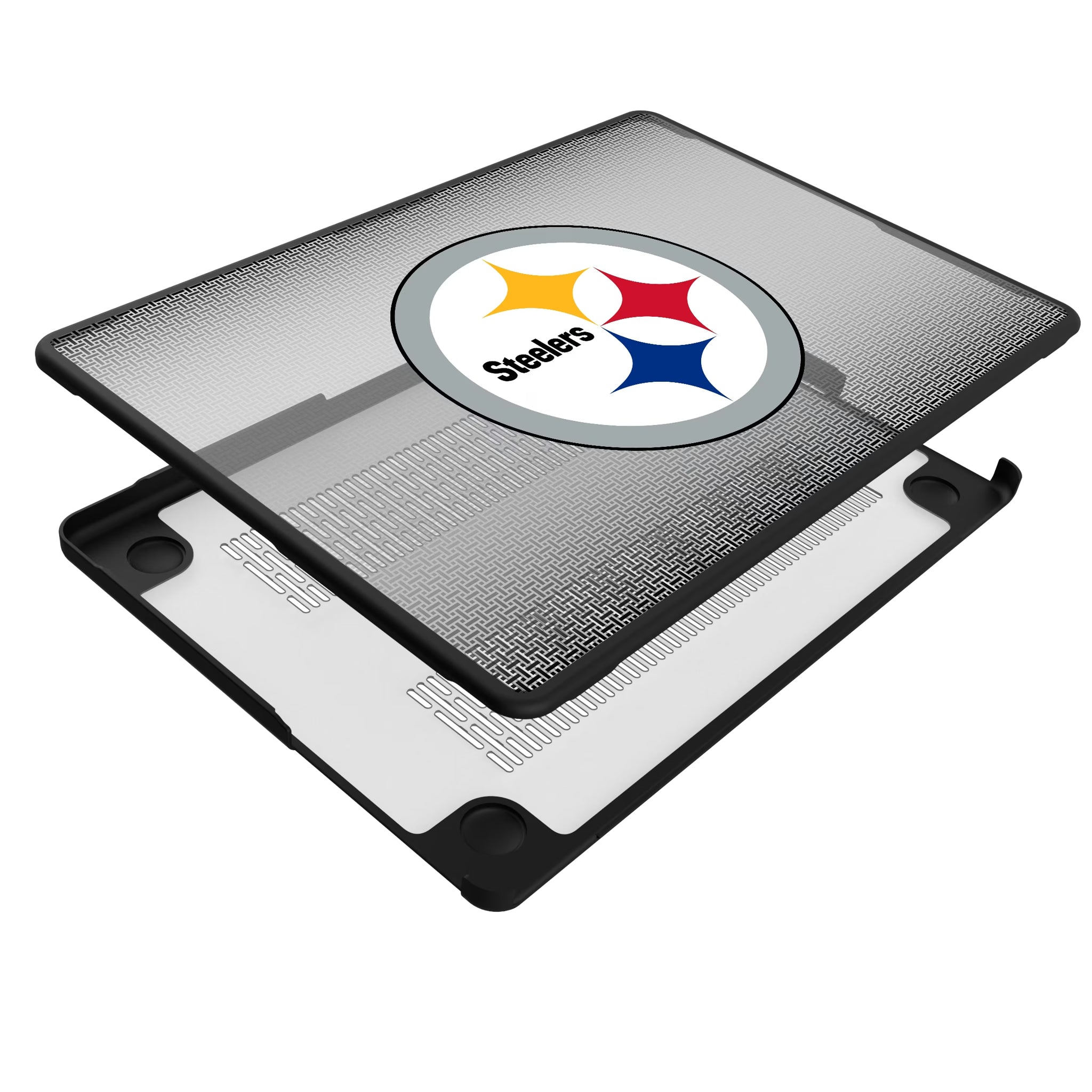 Pittsburgh Steelers Linen MacBook Laptop Case for Apple MacBook - Isometric View#Device_MacBook Pro (14-inch, 2021) / MacBook Pro (14-inch, 2023) / MacBook Pro (14-inch, 2024)
