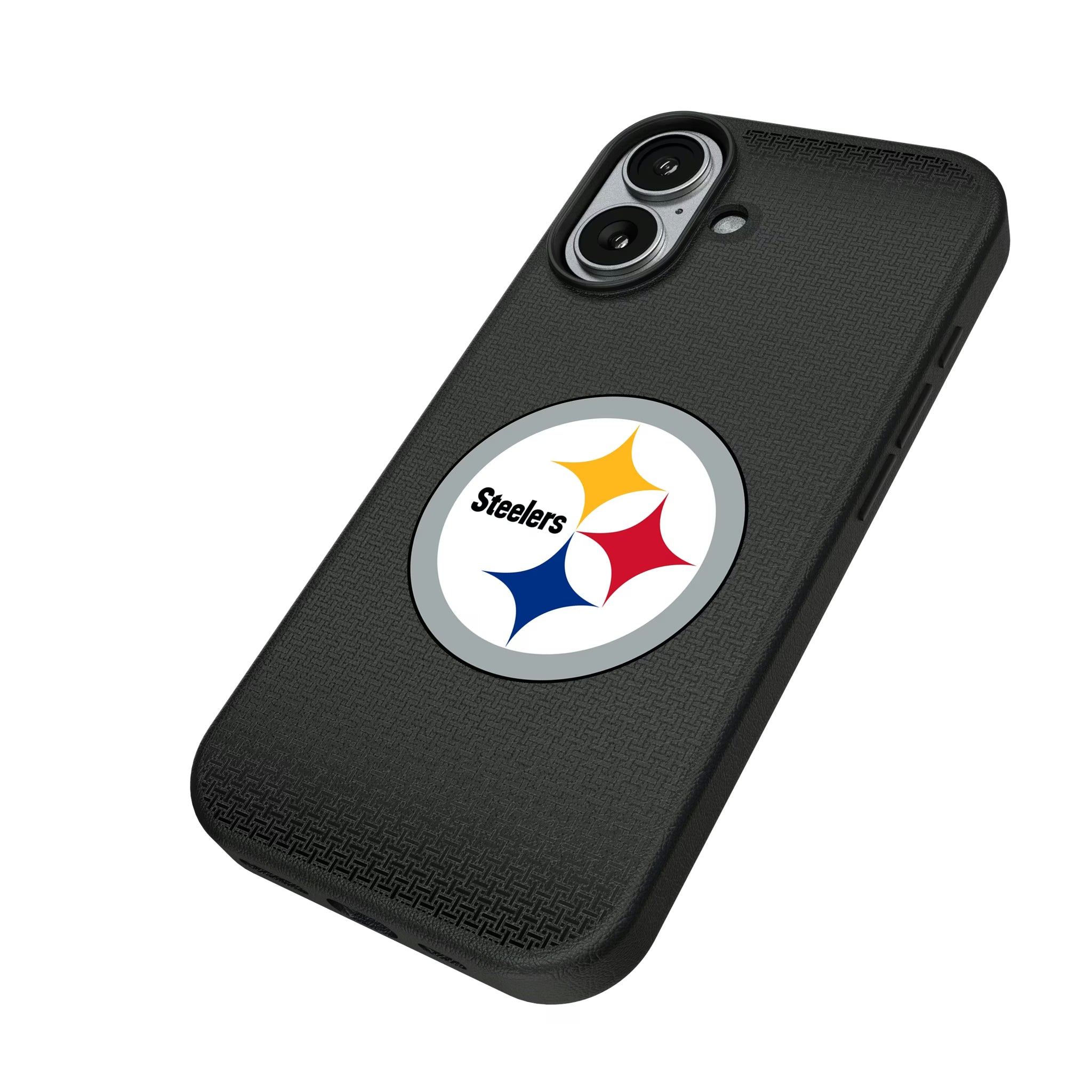 Pittsburgh Steelers Linen iPhone MagSafe Compatible Phone Case for Apple iPhone - Isometric View#Device_iPhone 17