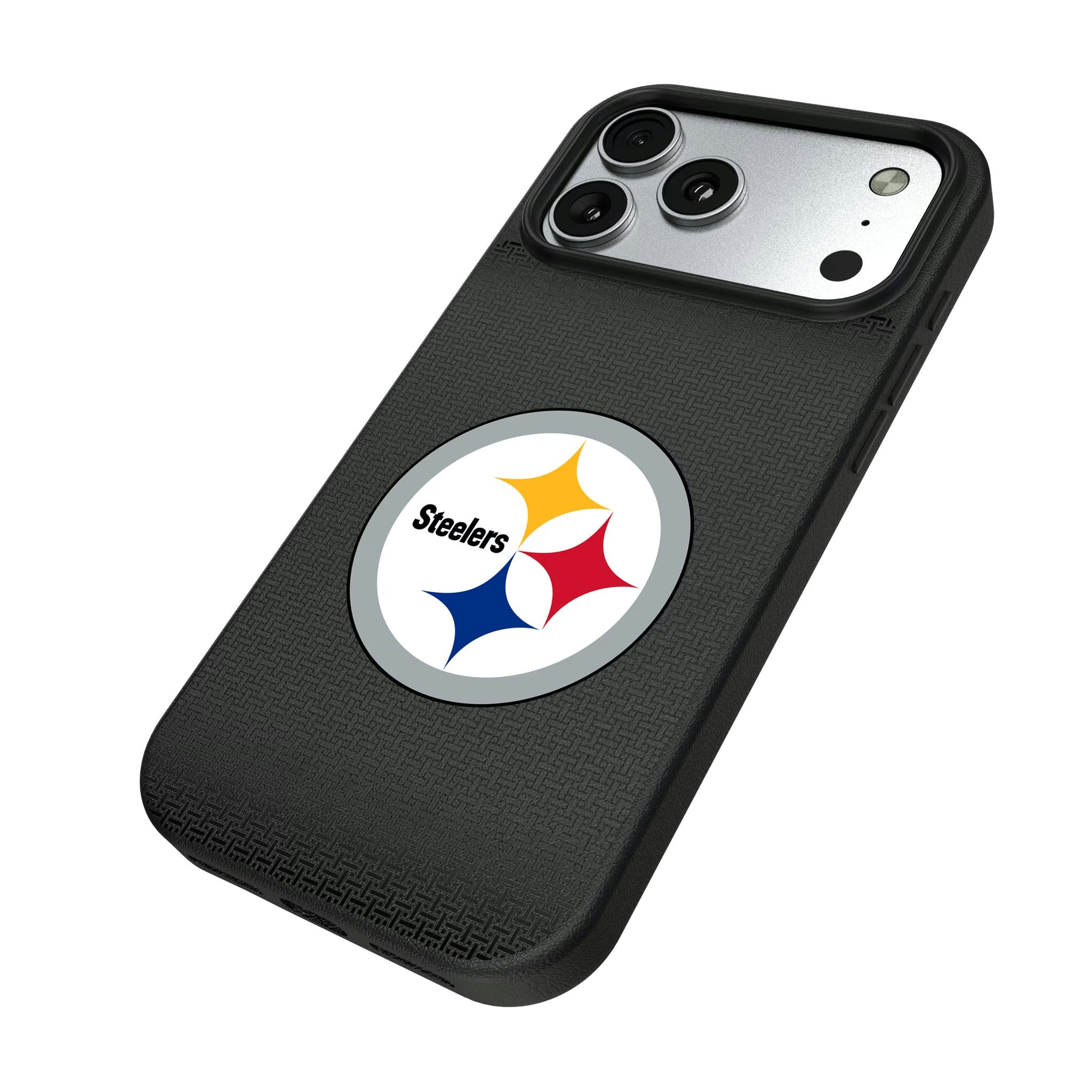 Pittsburgh Steelers Linen iPhone MagSafe Compatible Phone Case for Apple iPhone - Isometric View#Device_iPhone 17 Pro Max