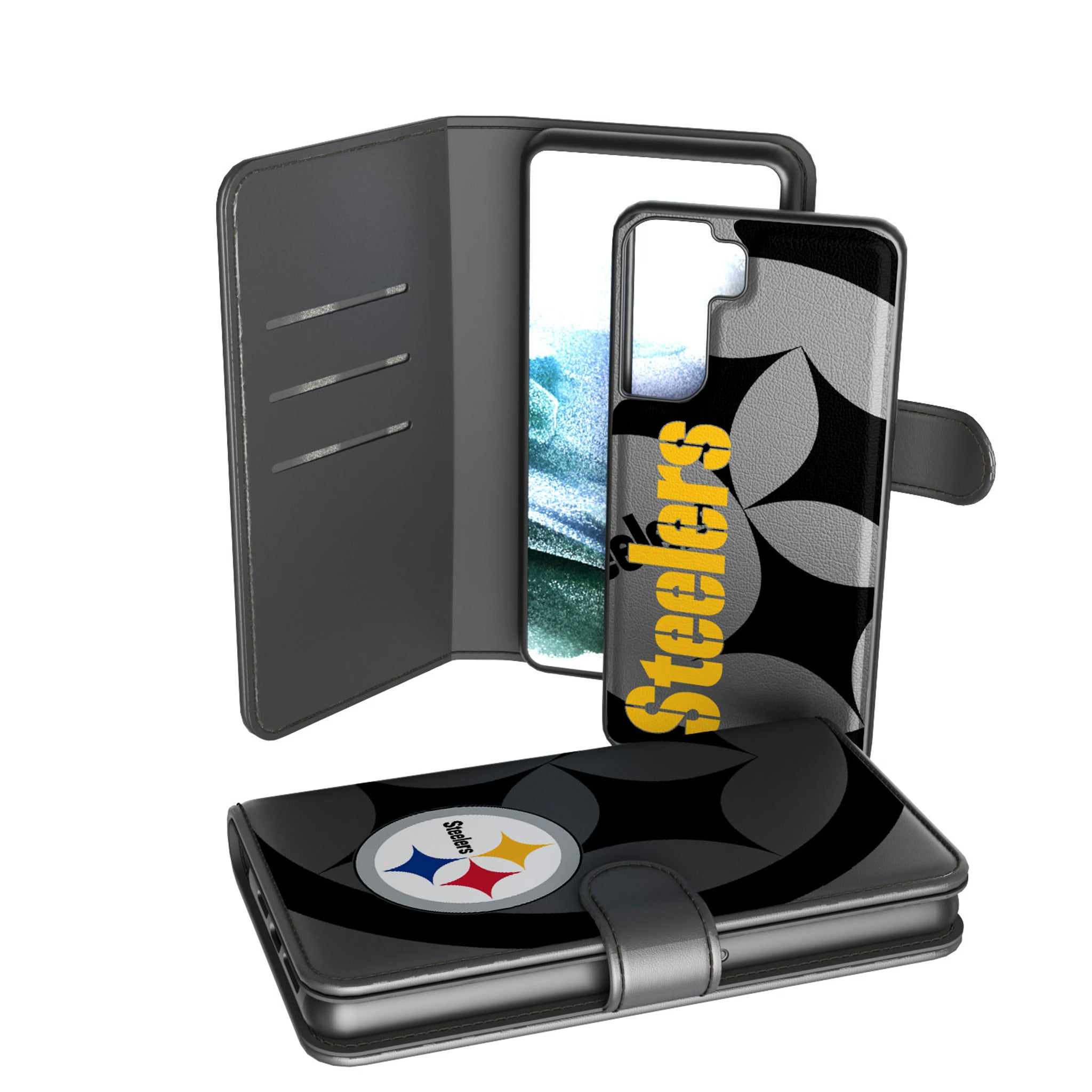 Pittsburgh Steelers Monocolor Tilt Galaxy Wallet Phone Case for Samsung Galaxy