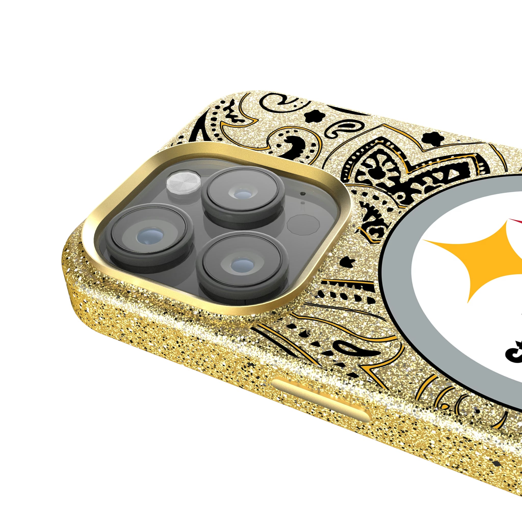 Pittsburgh Steelers Paisley iPhone Bling Phone Case for Apple iPhone - Detail