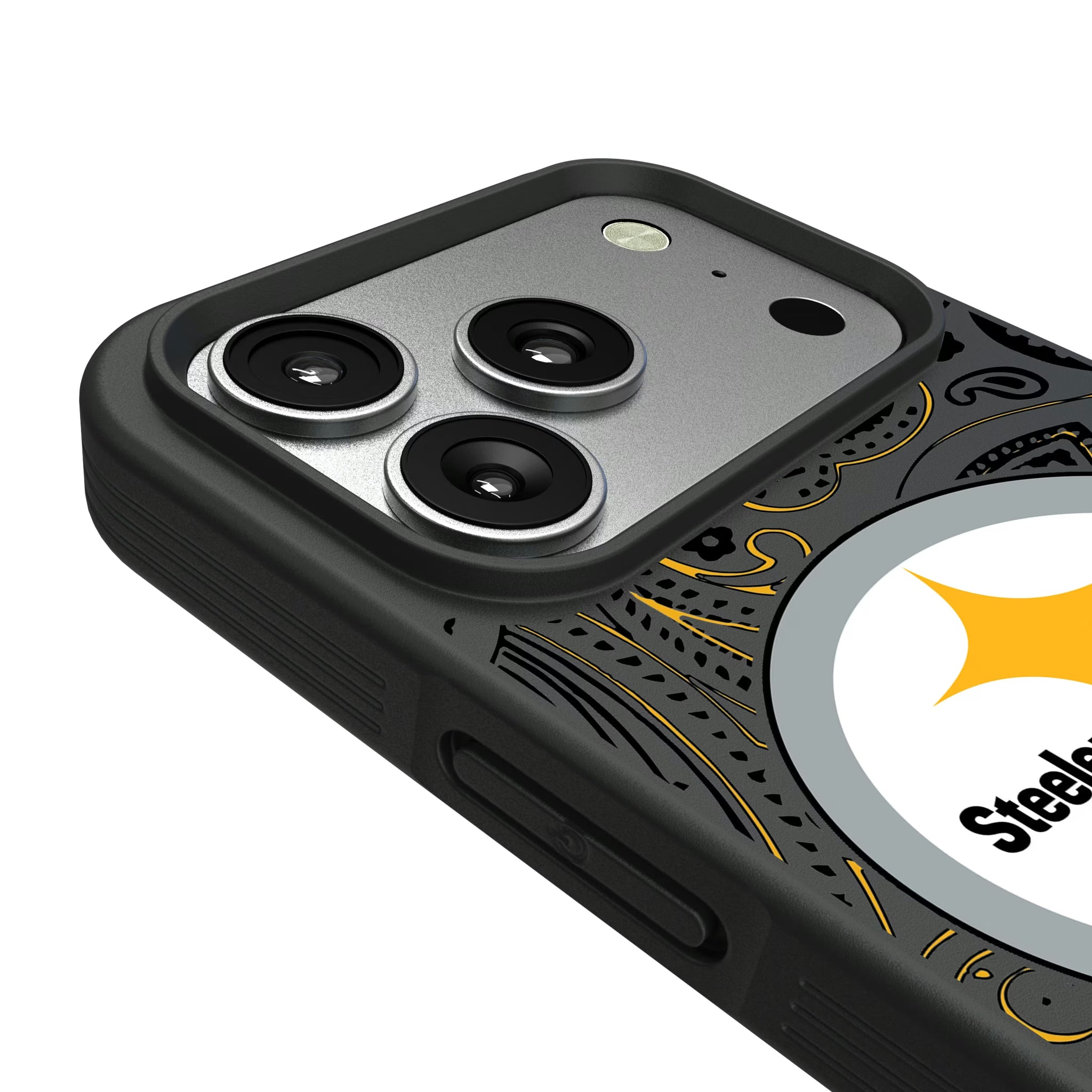 Pittsburgh Steelers Paisley iPhone Bump Phone Case for Apple iPhone - Detail#Device_iPhone 17 Pro