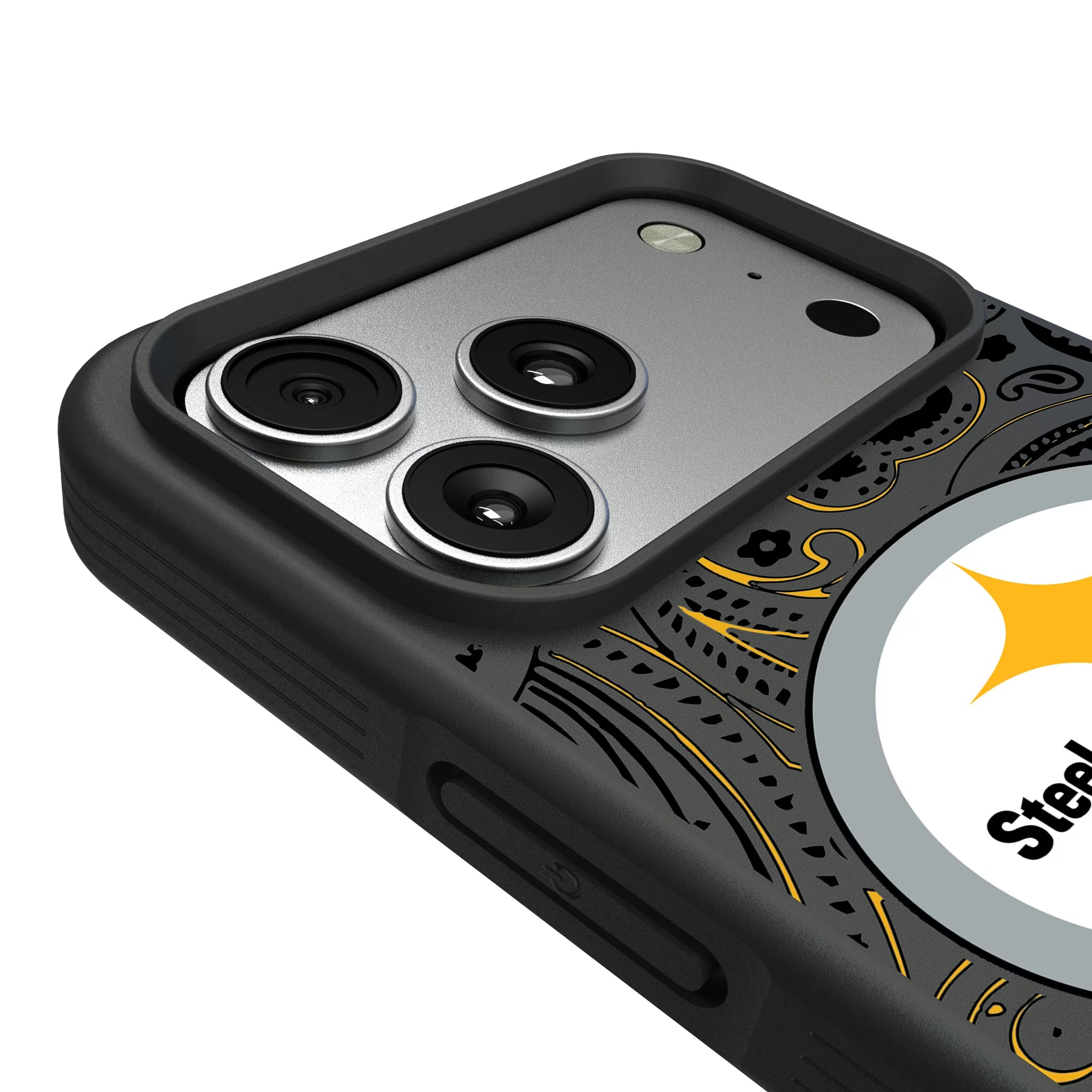 Pittsburgh Steelers Paisley iPhone Bump Phone Case for Apple iPhone - Detail#Device_iPhone 17 Pro Max