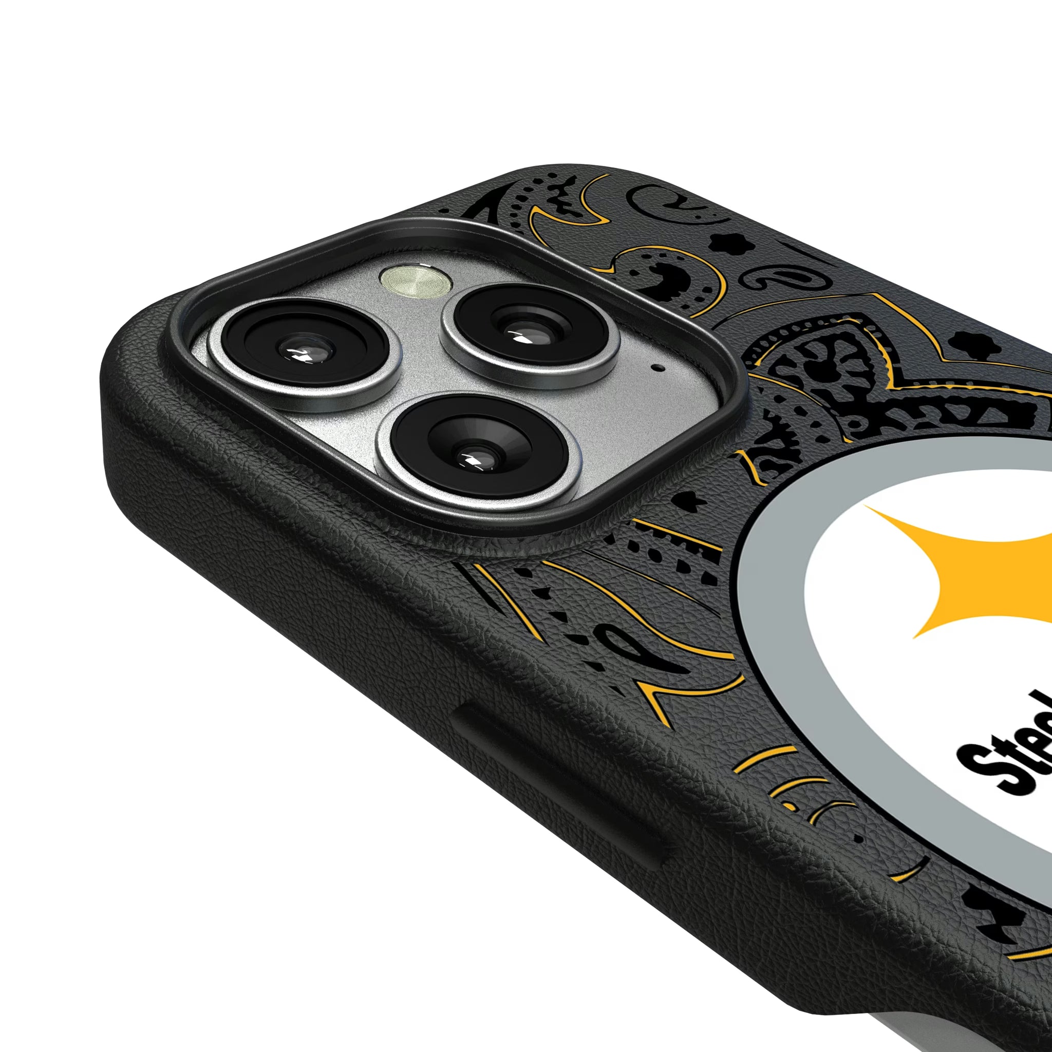 Pittsburgh Steelers Paisley iPhone MagSafe Compatible Phone Case for Apple iPhone - Detail