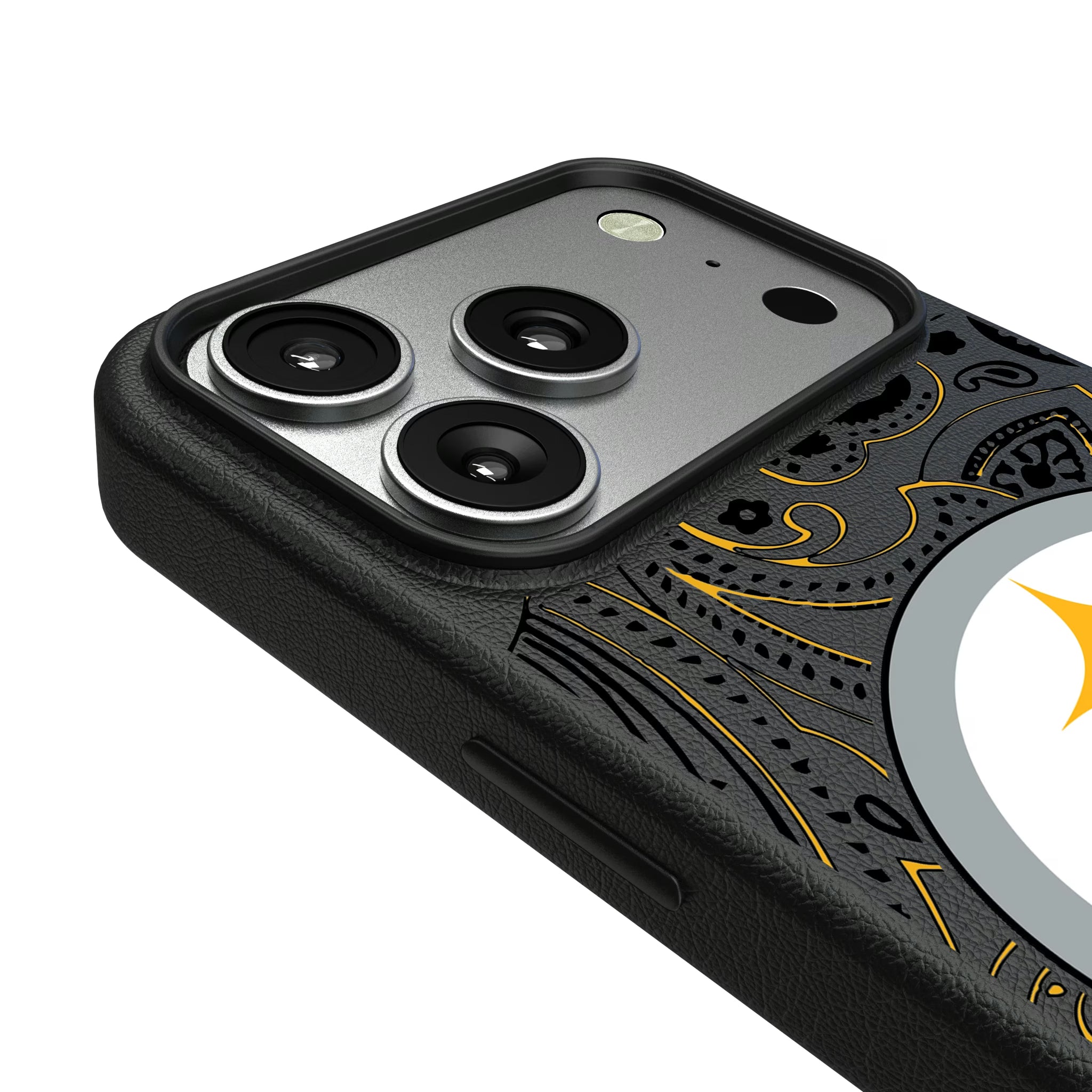 Pittsburgh Steelers Paisley iPhone MagSafe Compatible Phone Case for Apple iPhone - Detail#Device_iPhone 17 Pro