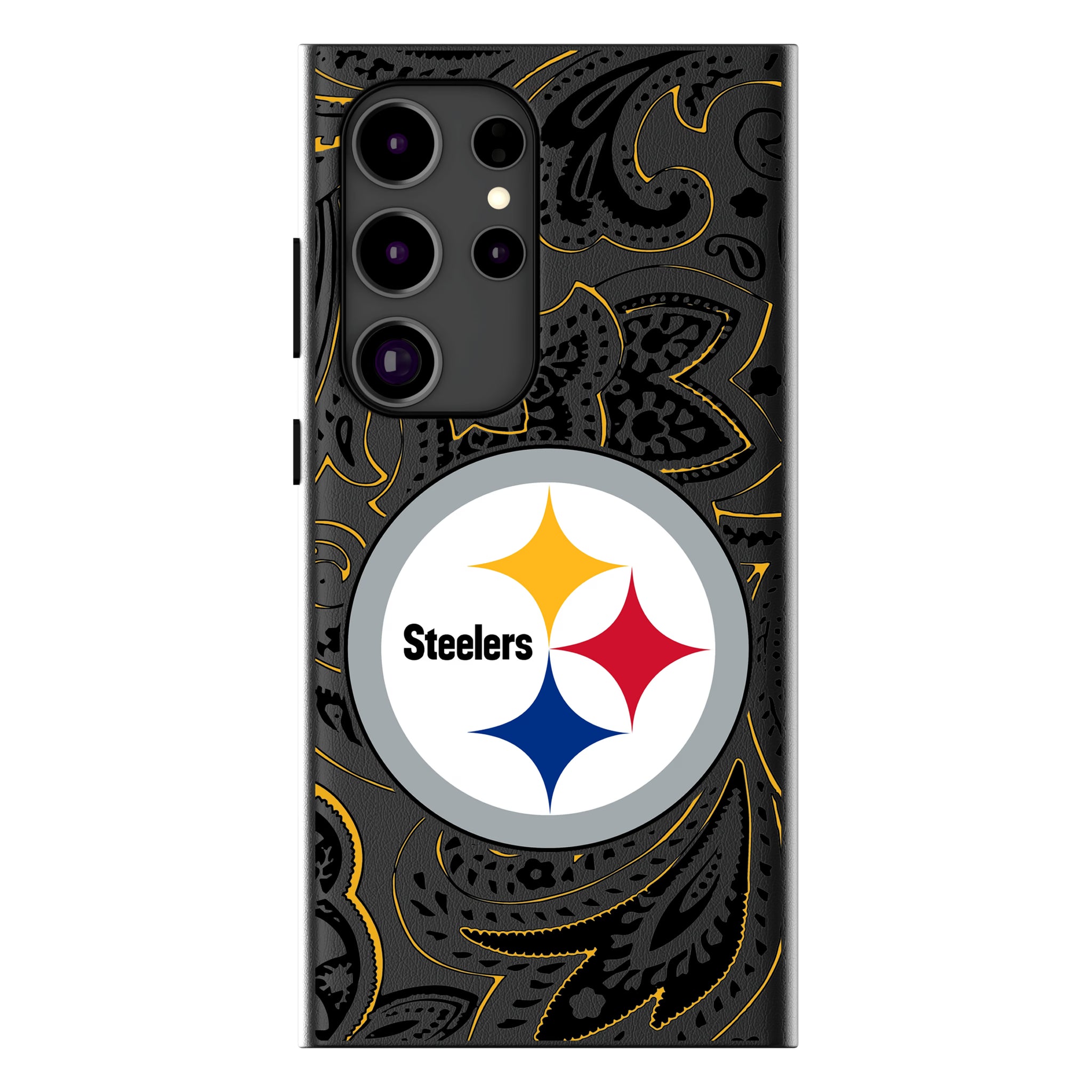 Pittsburgh Steelers Paisley Galaxy MagSafe Compatible Phone Case for Samsung Galaxy