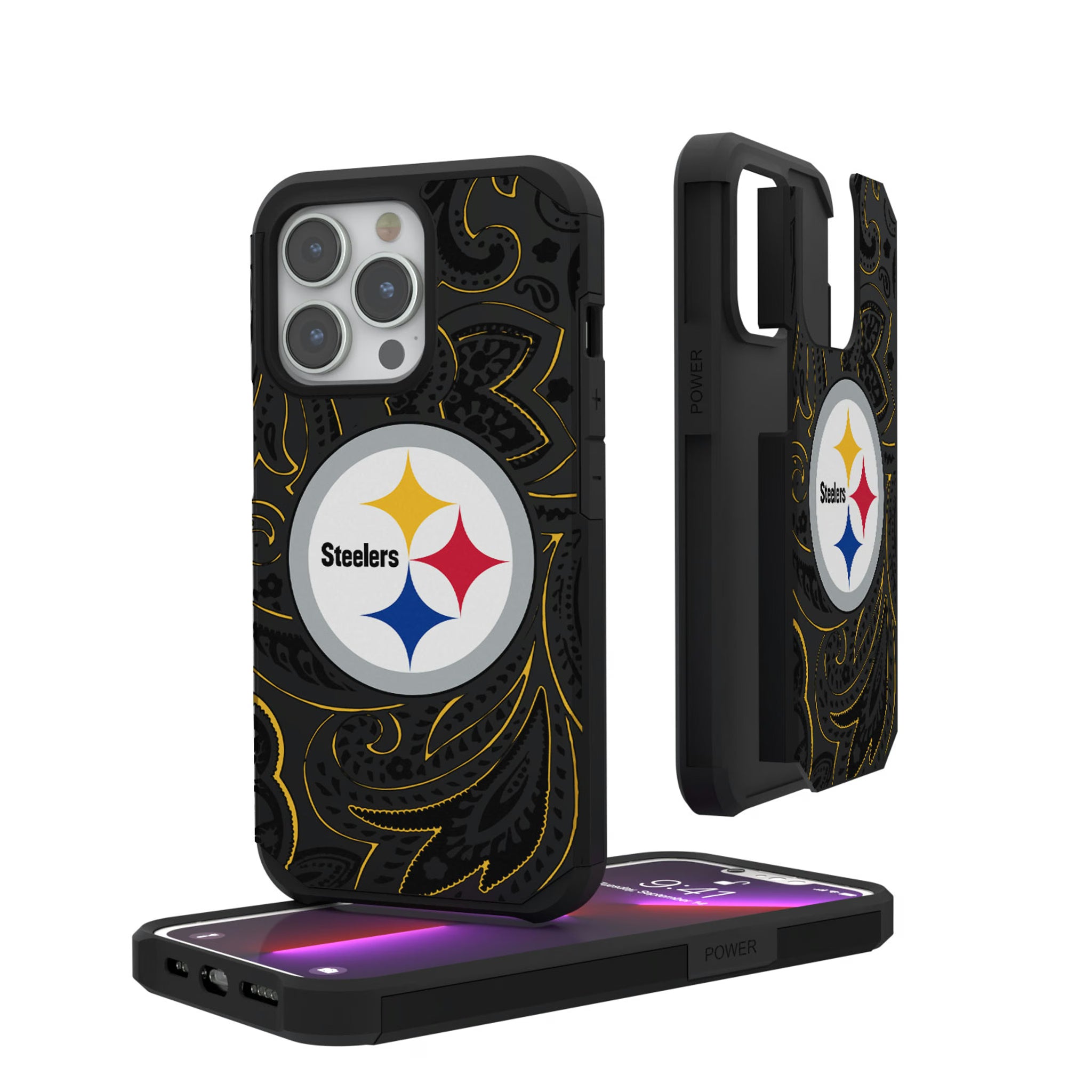 Pittsburgh Steelers Paisley iPhone Rugged Phone Case for Apple iPhone