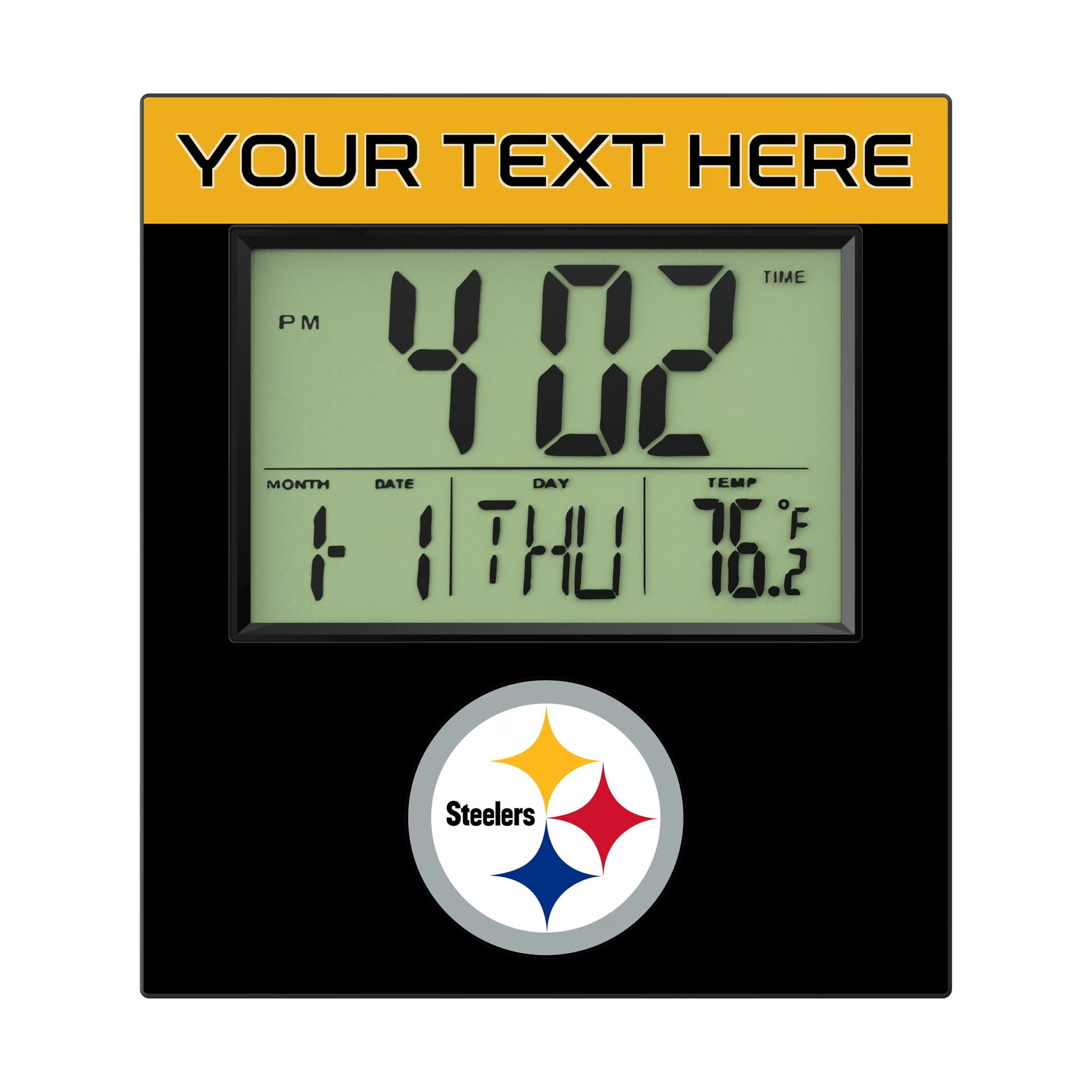 Pittsburgh Steelers Personalized Color Block Wall Clock