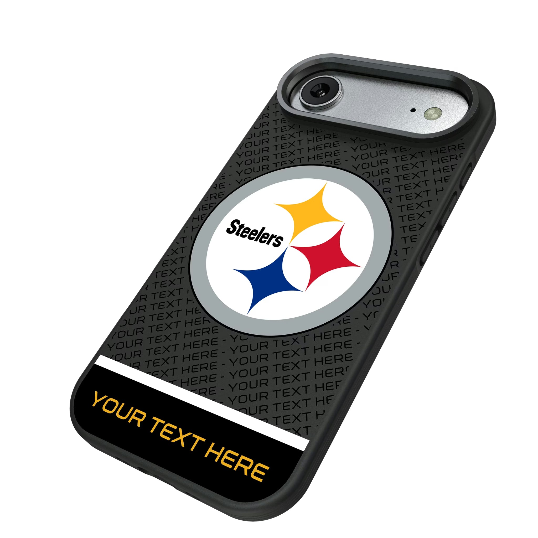 Pittsburgh Steelers Personalized EndZone Plus iPhone Bump Phone Case for Apple iPhone - Isometric View#Device_iPhone Air