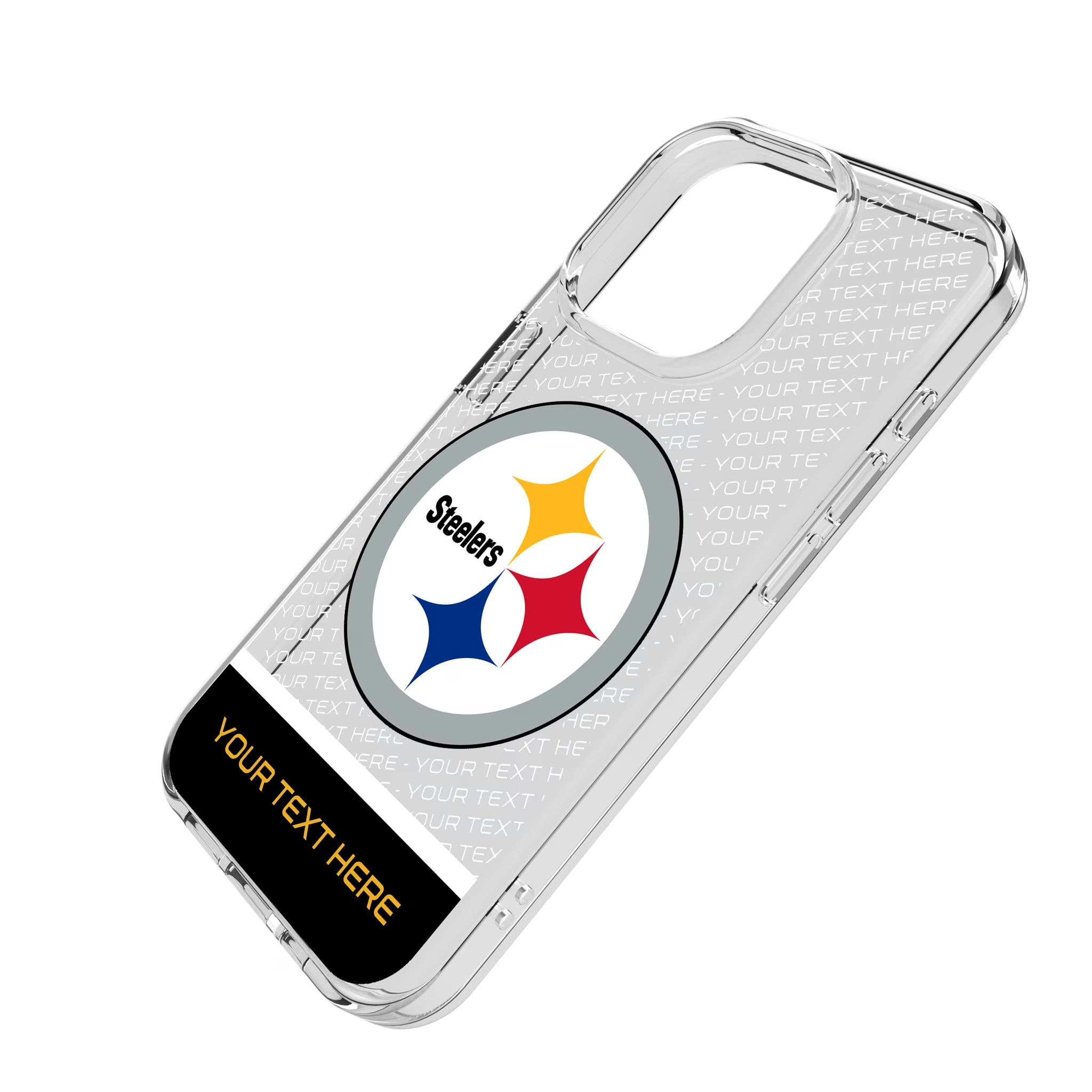 Pittsburgh Steelers Personalized EndZone Plus iPhone Clear Phone Case for Apple iPhone - Isometric View