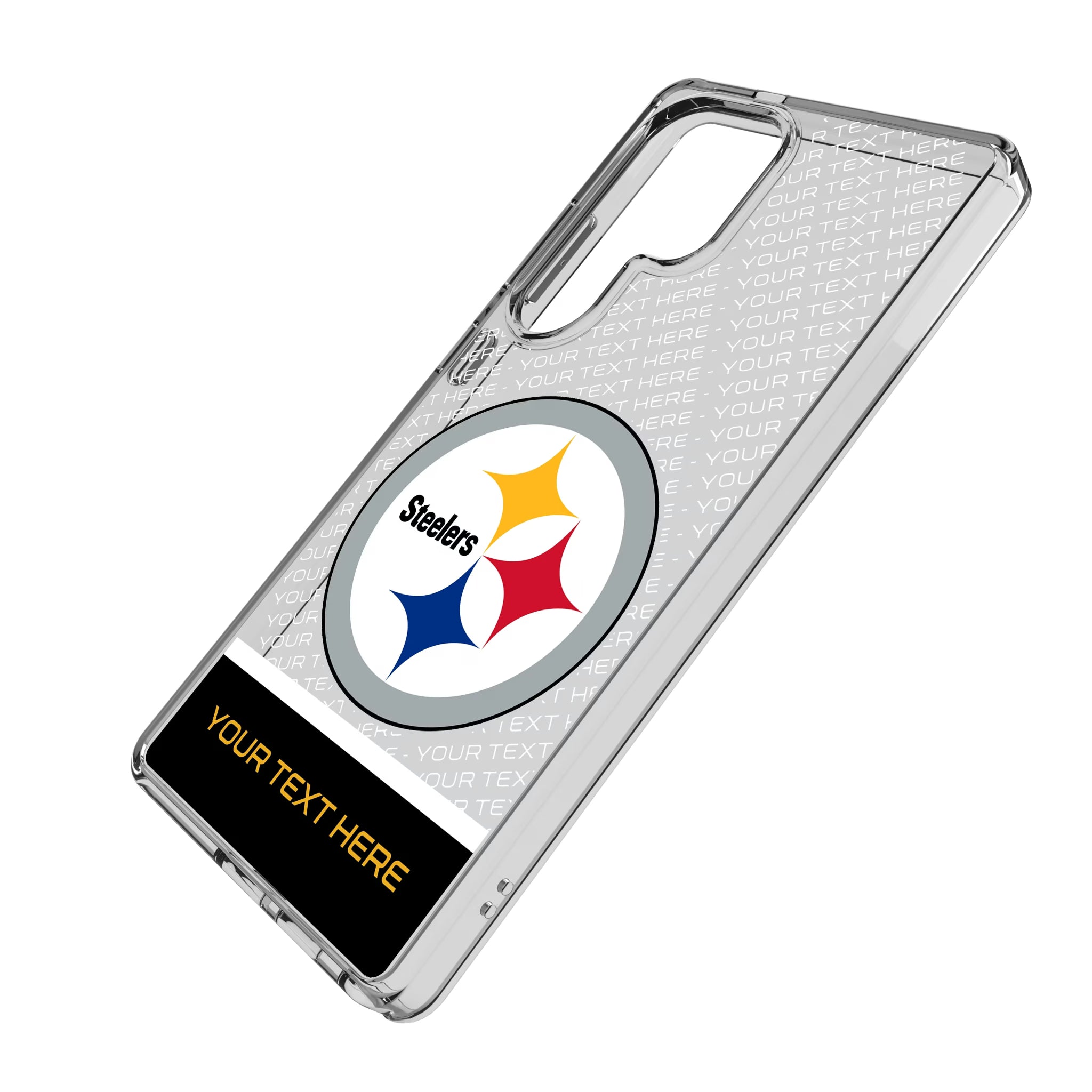 Pittsburgh Steelers Personalized EndZone Plus Galaxy Clear Phone Case for Samsung Galaxy - Isometric View