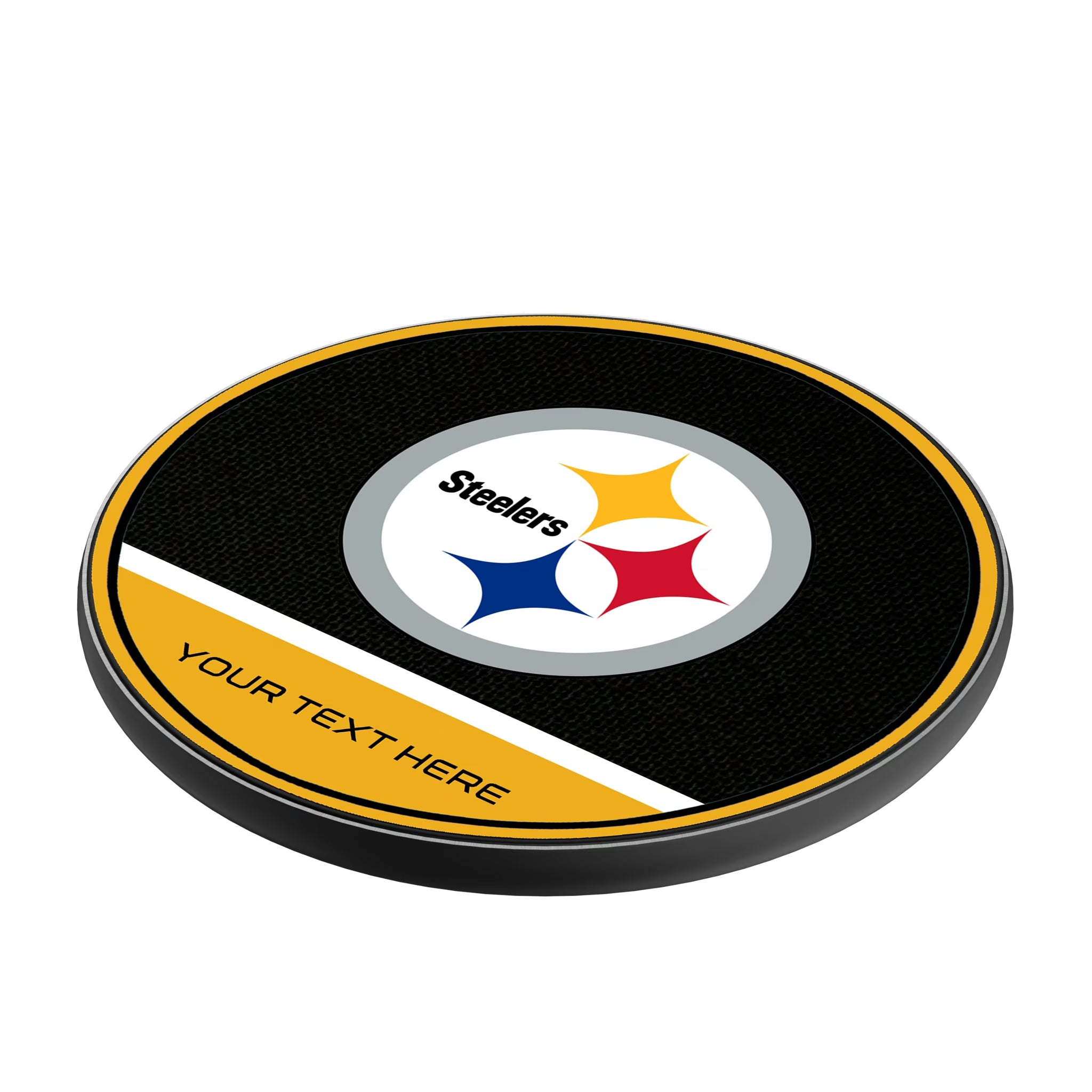Pittsburgh Steelers Personalized Endzone Solid 15-Watt Wireless Charger - Isometric View