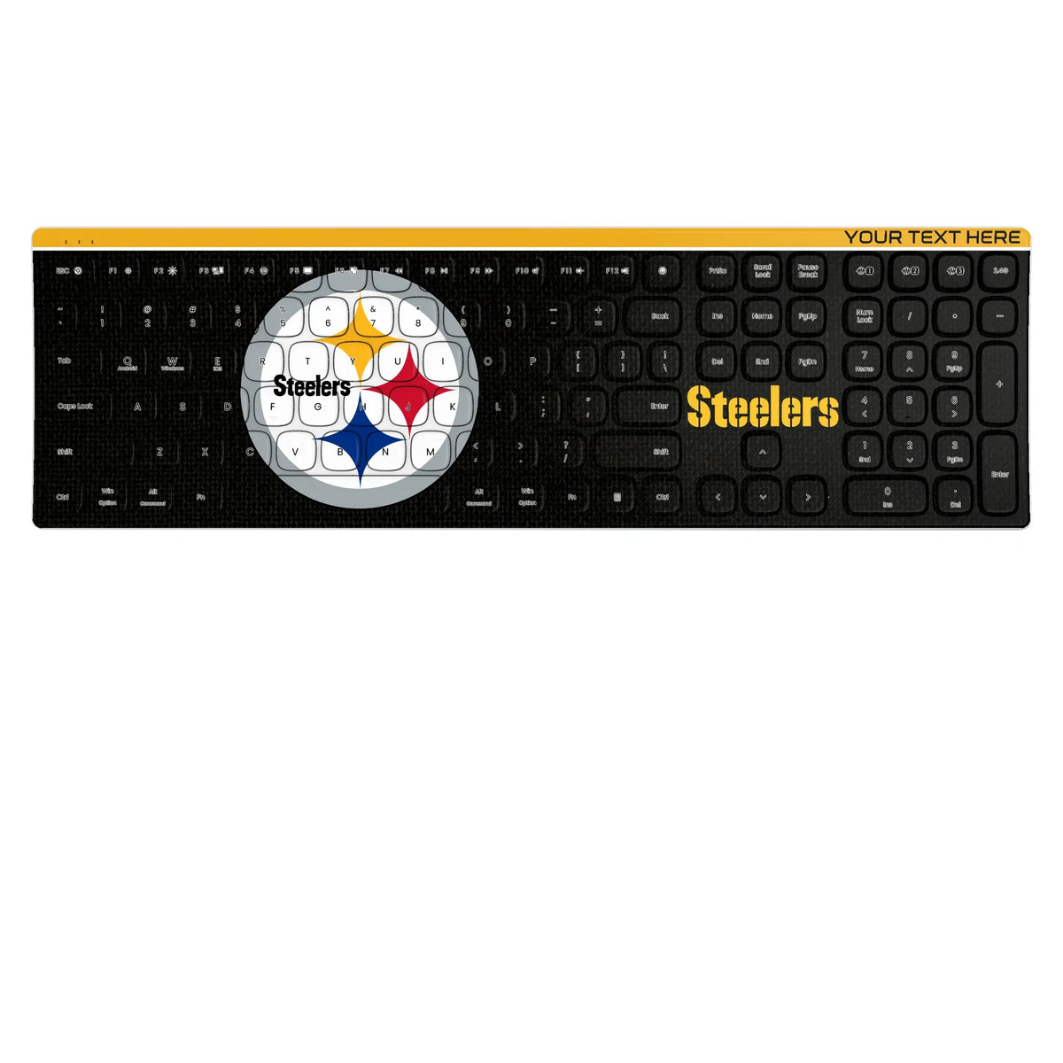 Pittsburgh Steelers Personalized Endzone Solid KKB605 Curved Wireless Keyboard