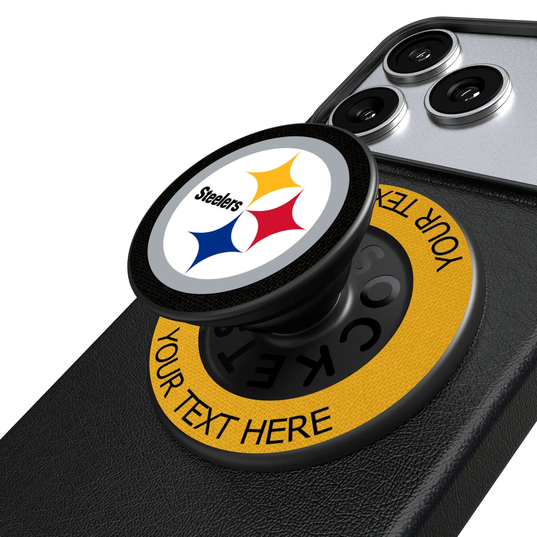 Pittsburgh Steelers Personalized Endzone Solid Popsockets Round Magnetic
