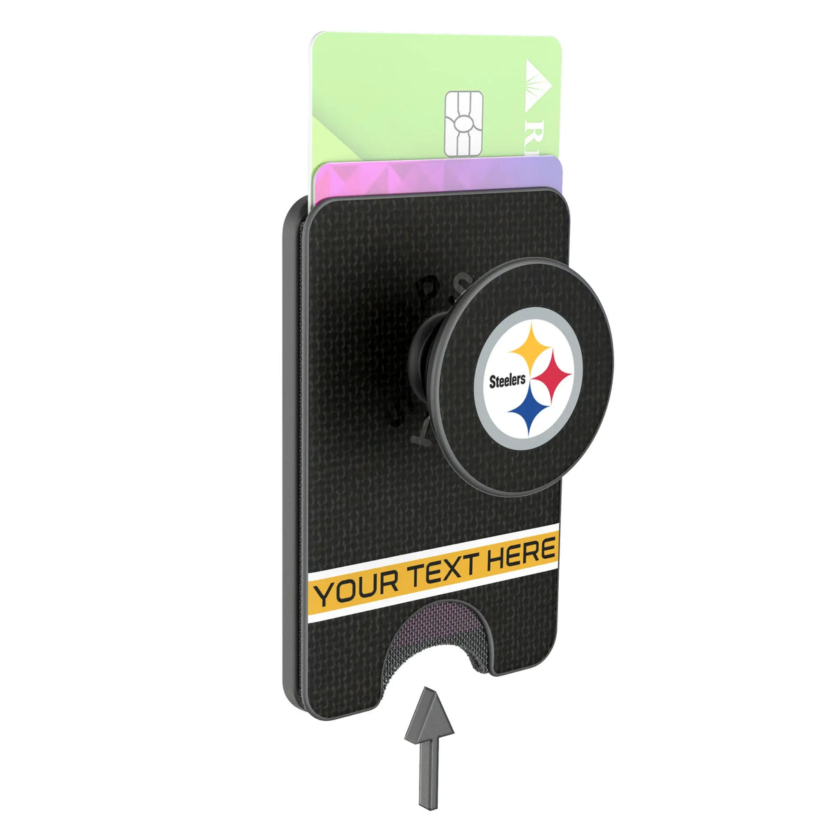Pittsburgh Steelers Personalized Endzone Solid Popsockets Wallet Magnetic - Detail