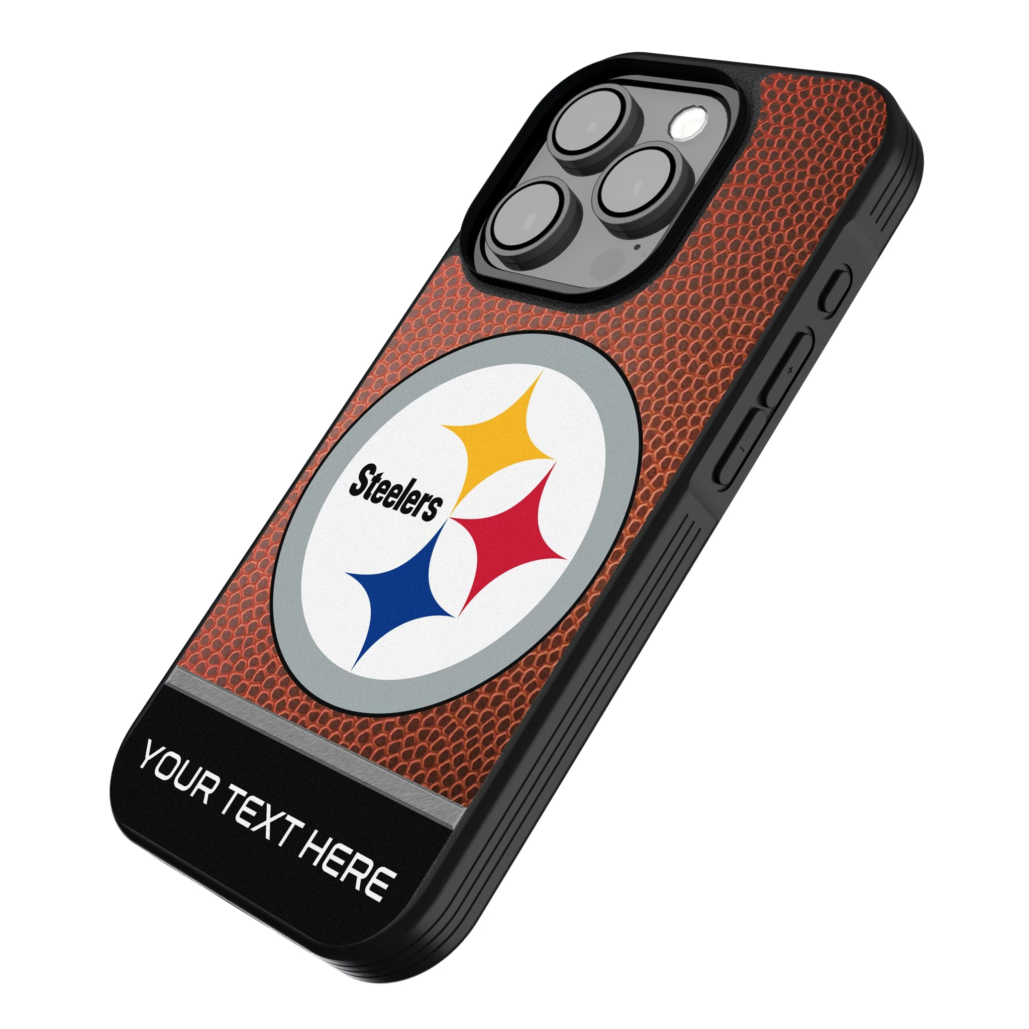 Pittsburgh Steelers Personalized Football iPhone Bump Phone Case for Apple iPhone - Isometric View
