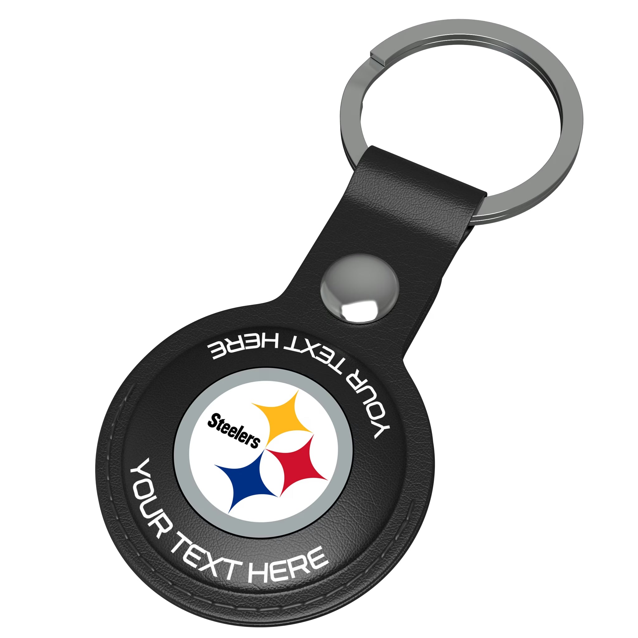 Pittsburgh Steelers Personalized Insignia AirTag Black Airtag Holder - Isometric View