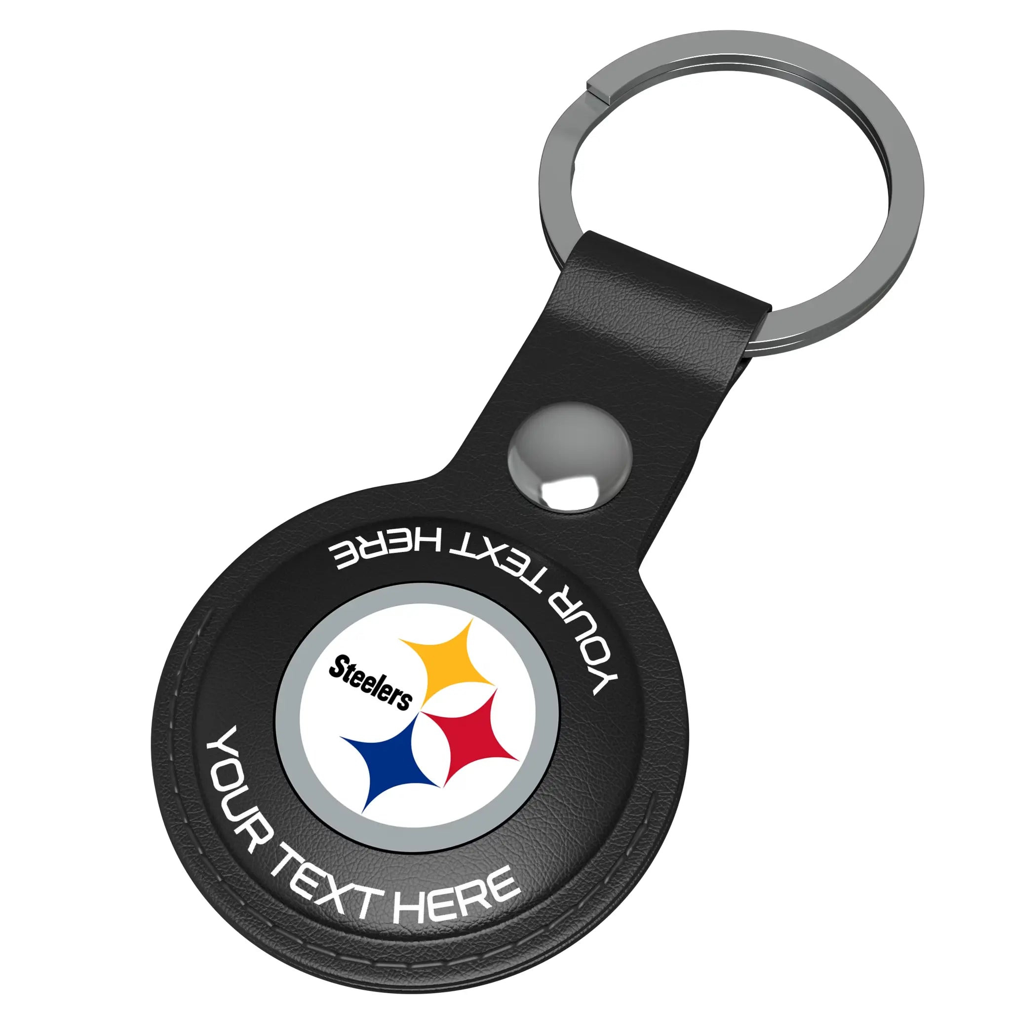 Pittsburgh Steelers Personalized Insignia AirTag Black Airtag Holder - Isometric View