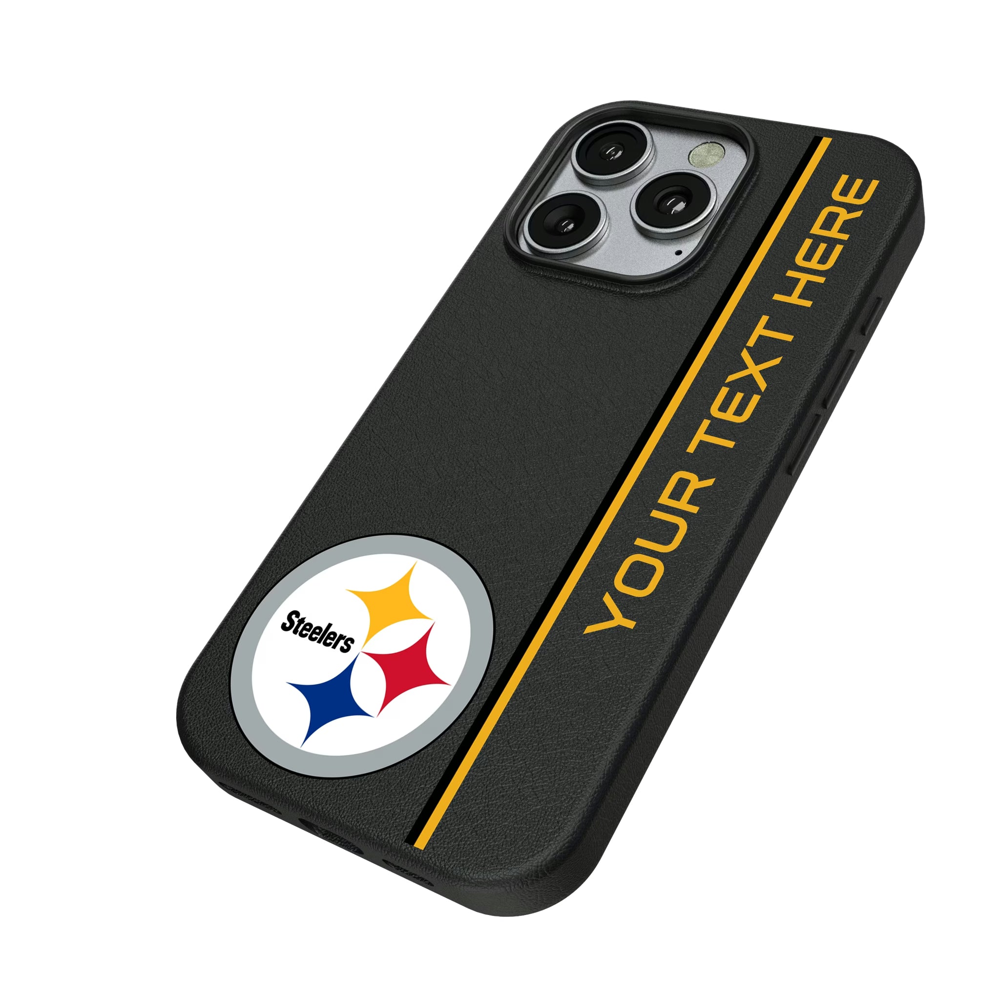 Pittsburgh Steelers Personalized Sidebard iPhone MagSafe Compatible Phone Case for Apple iPhone - Isometric View