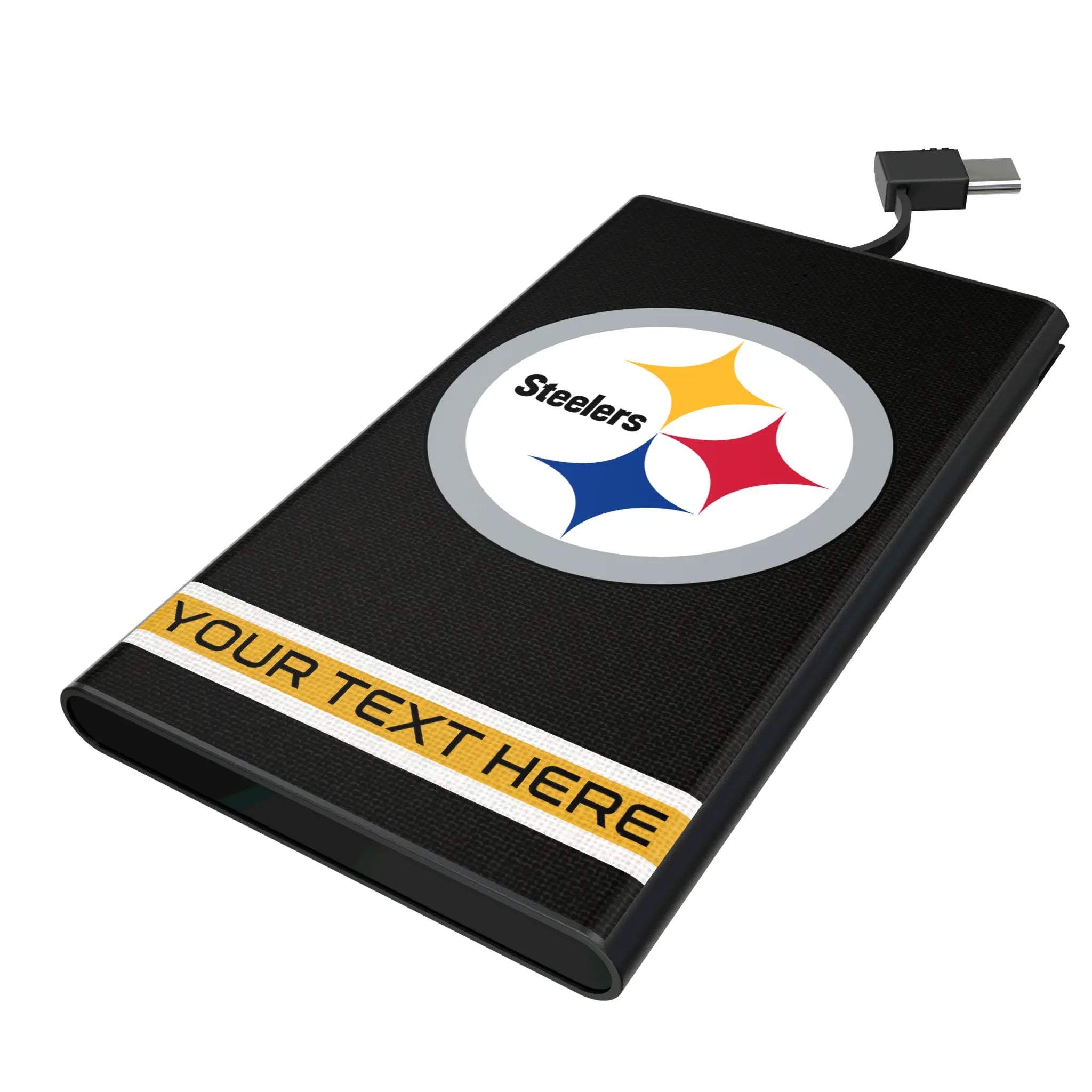 Pittsburgh Steelers Personalized Stripe 5000mAh Flat Power Bank