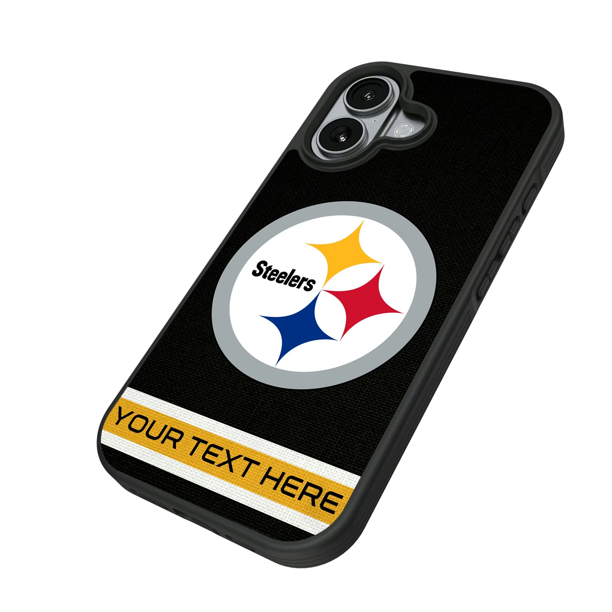 Pittsburgh Steelers Personalized Stripe iPhone Bump Phone Case for Apple iPhone - Isometric View#Device_iPhone 17