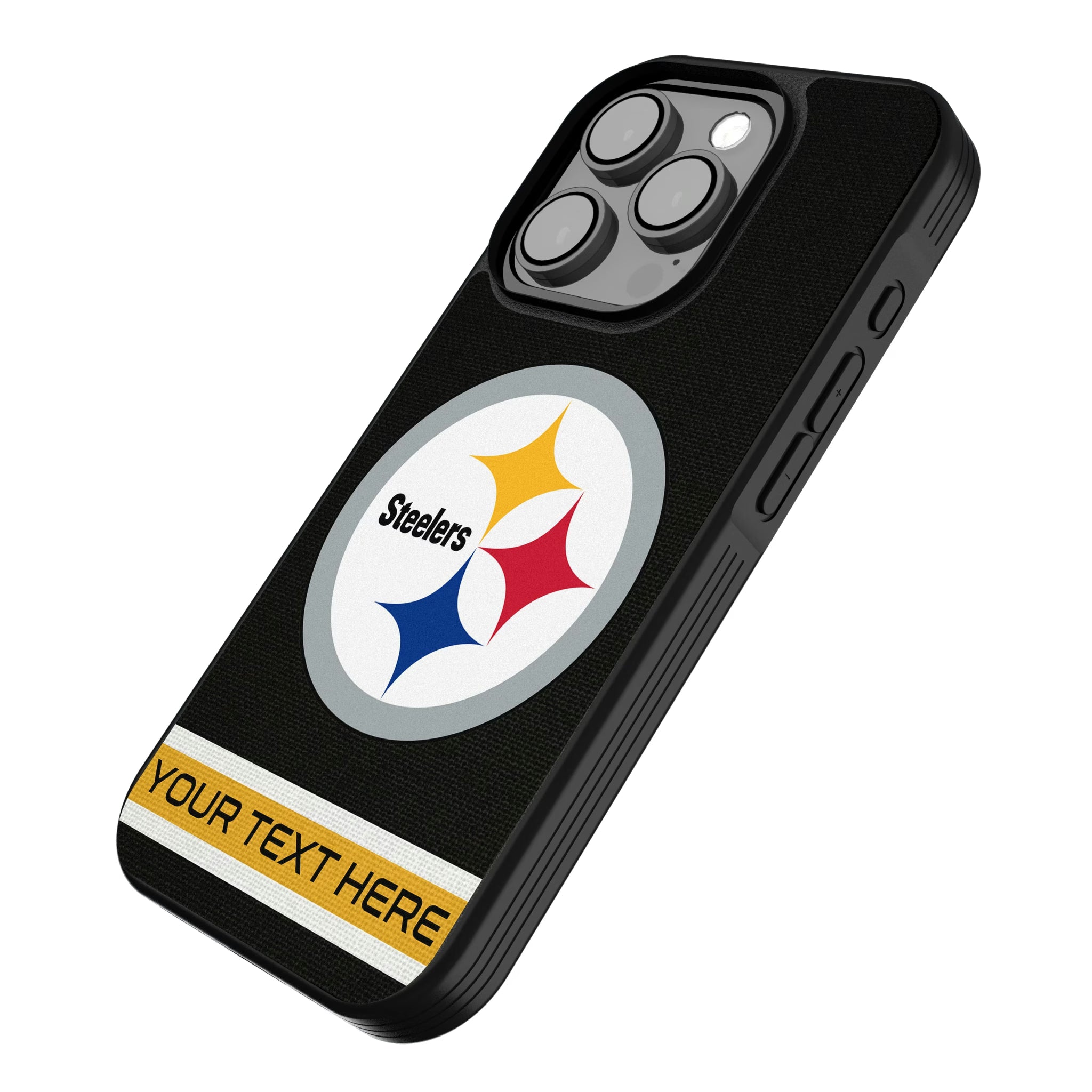 Pittsburgh Steelers Personalized Stripe iPhone Bump Phone Case for Apple iPhone - Isometric View