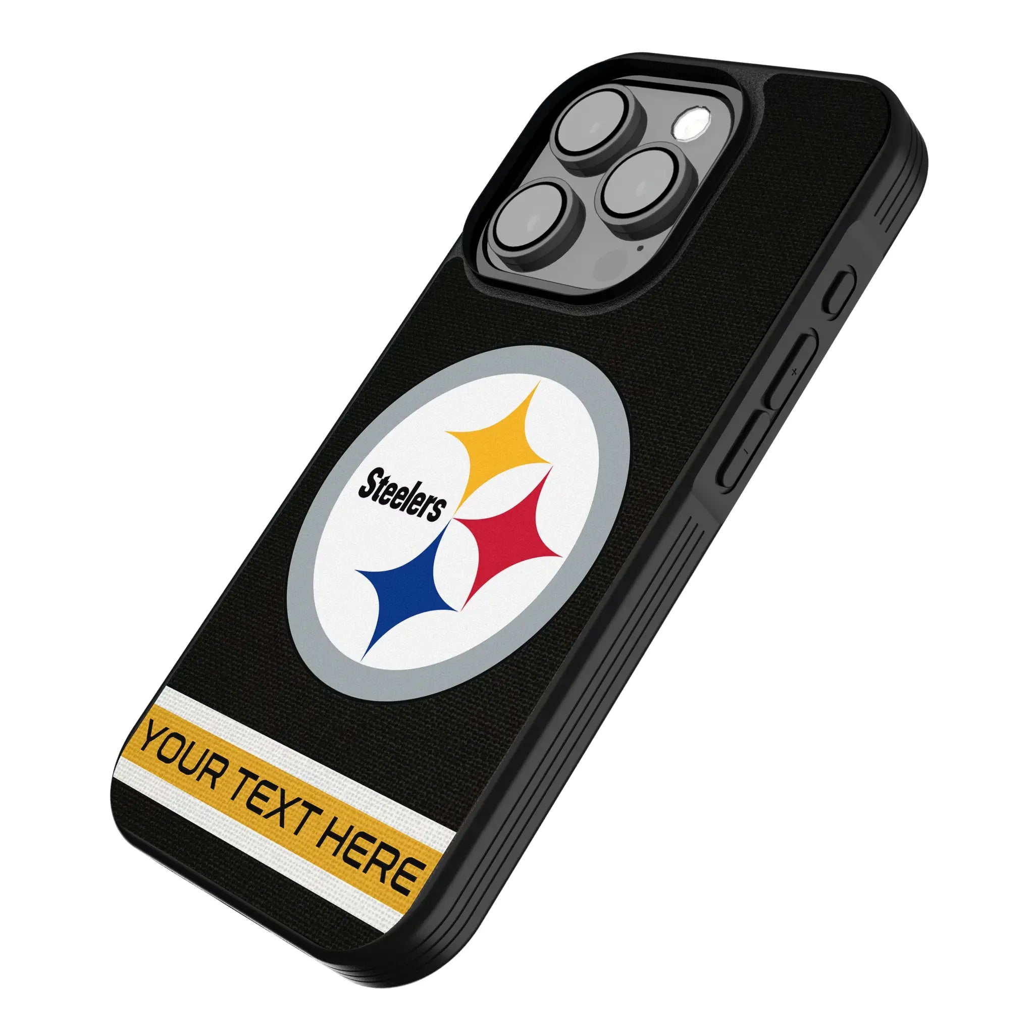 Pittsburgh Steelers Personalized Stripe iPhone Bump Phone Case for Apple iPhone - Isometric View