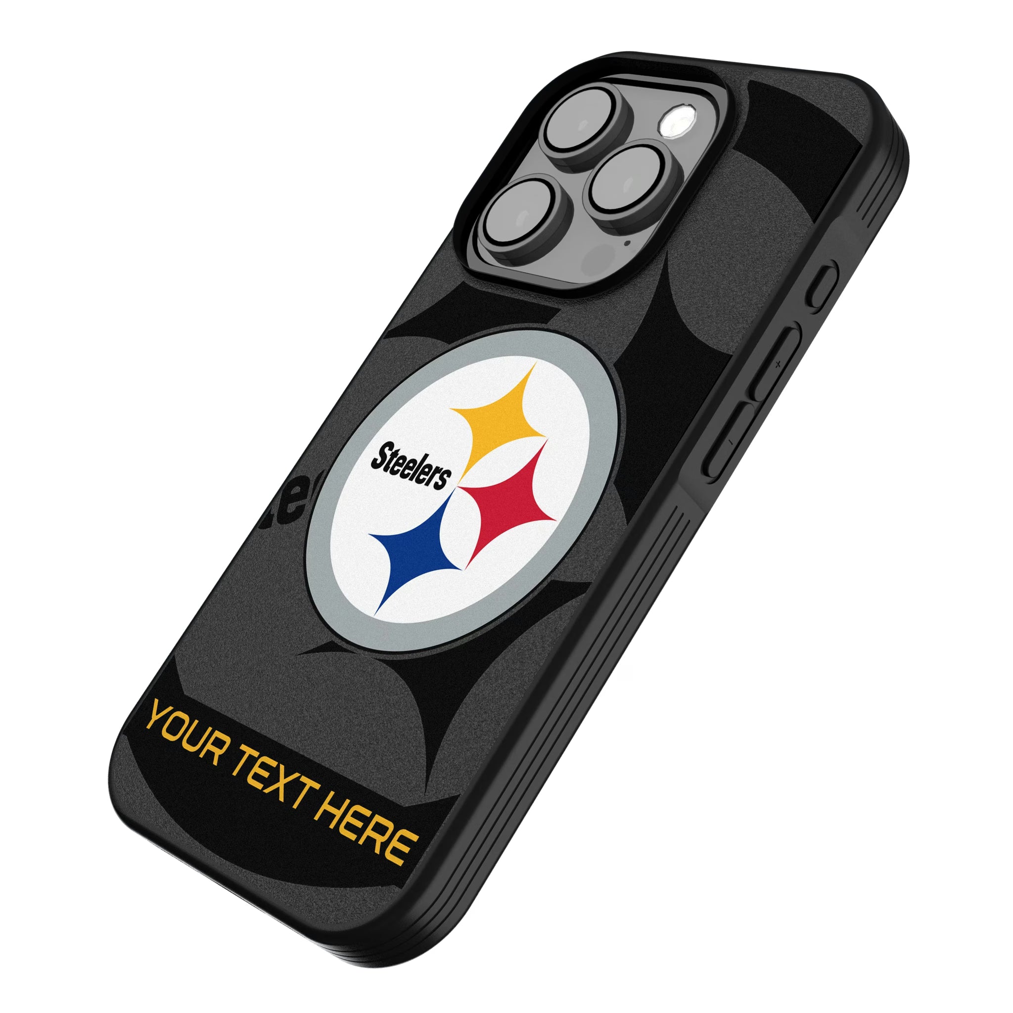 Pittsburgh Steelers Personalized Tilt iPhone Bump Phone Case for Apple iPhone - Isometric View