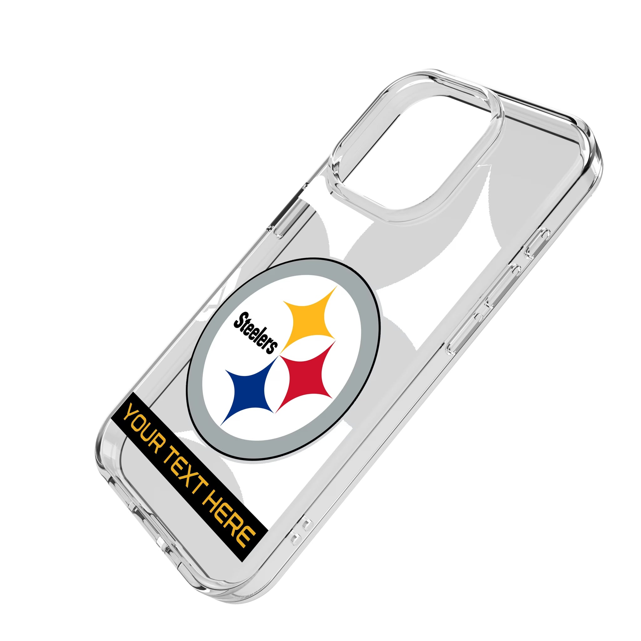Pittsburgh Steelers Personalized Tilt iPhone Clear Phone Case for Apple iPhone - Isometric View