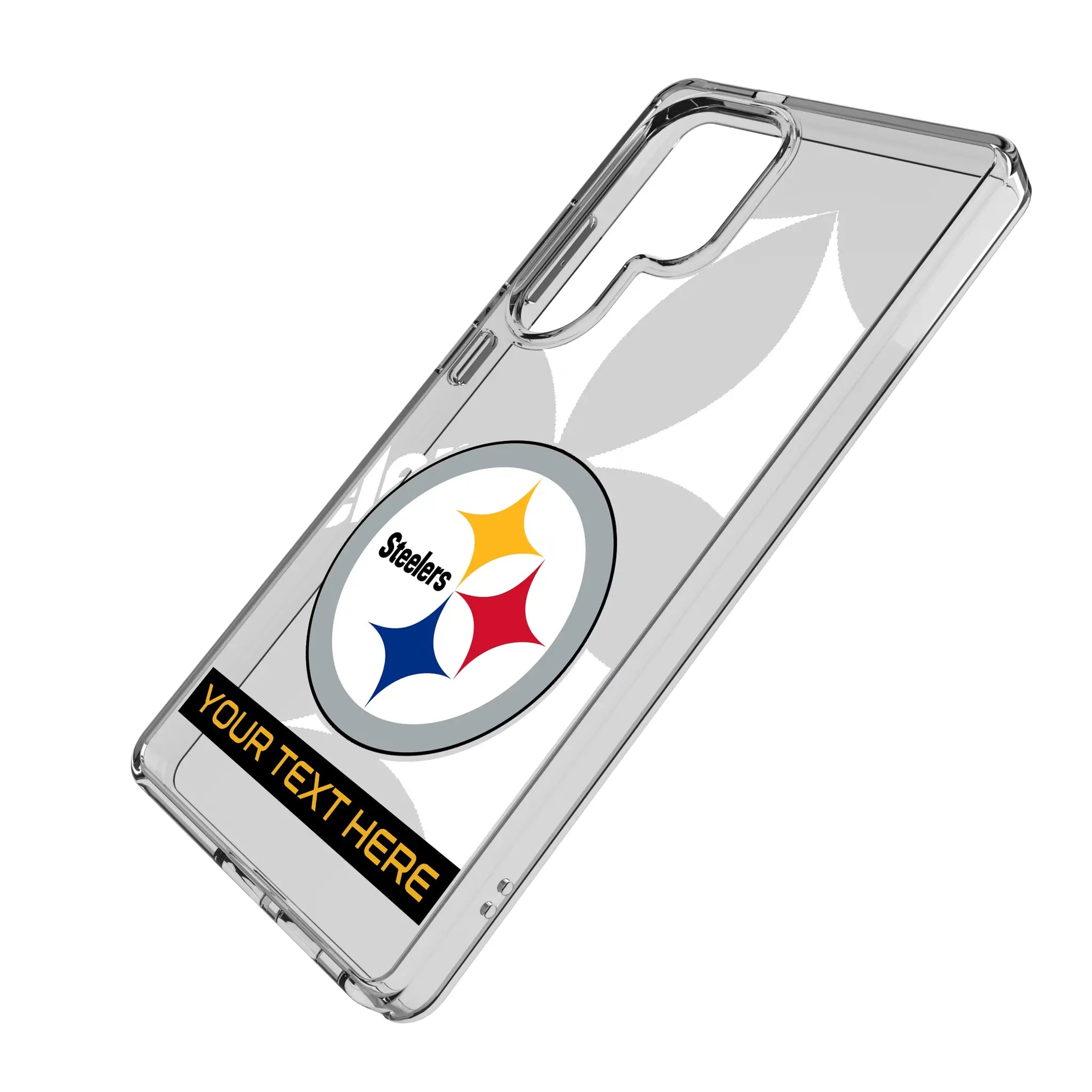 Pittsburgh Steelers Personalized Tilt Galaxy Clear Phone Case for Samsung Galaxy - Isometric View#Device_Galaxy S25 Ultra