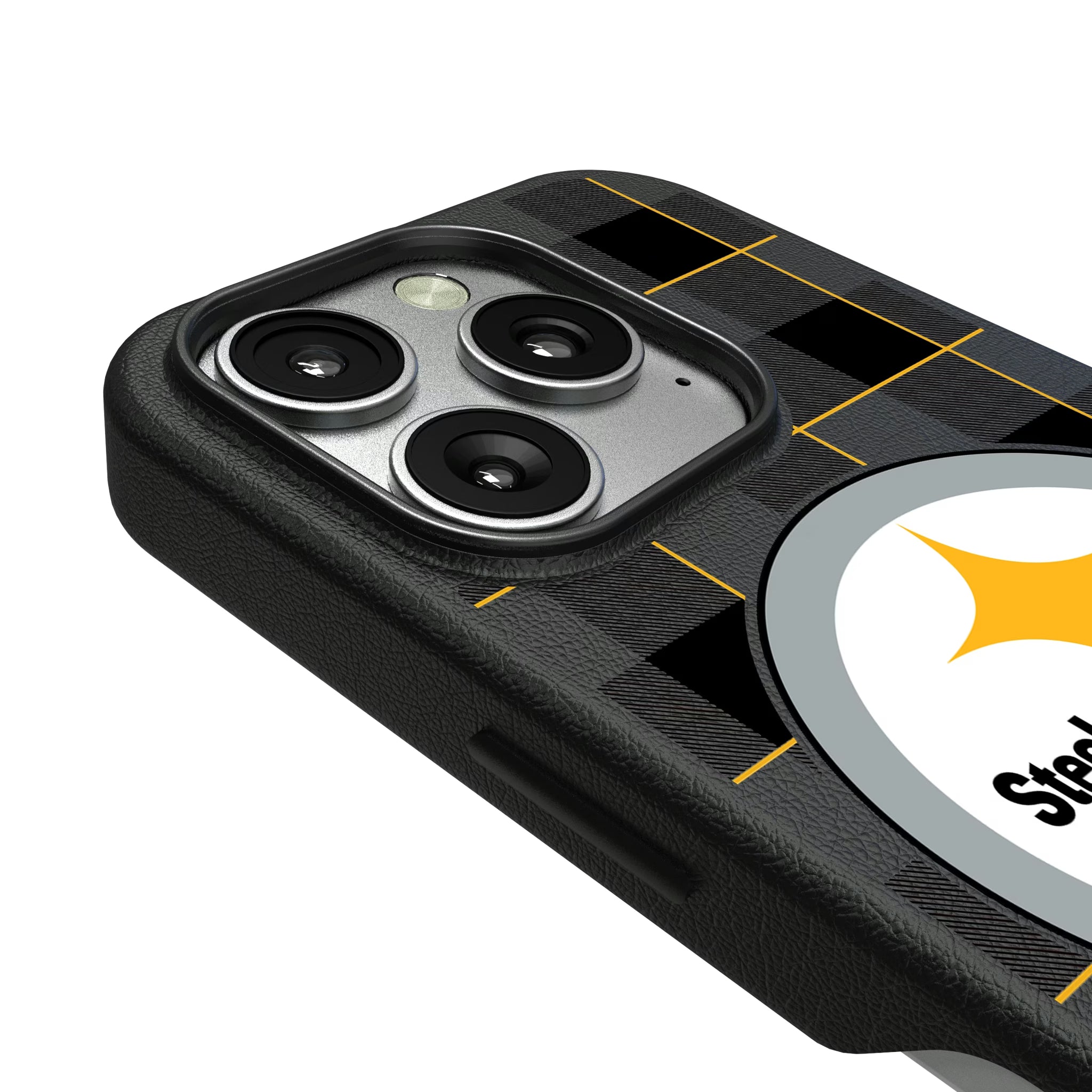 Pittsburgh Steelers Plaid iPhone MagSafe Compatible Phone Case for Apple iPhone - Detail